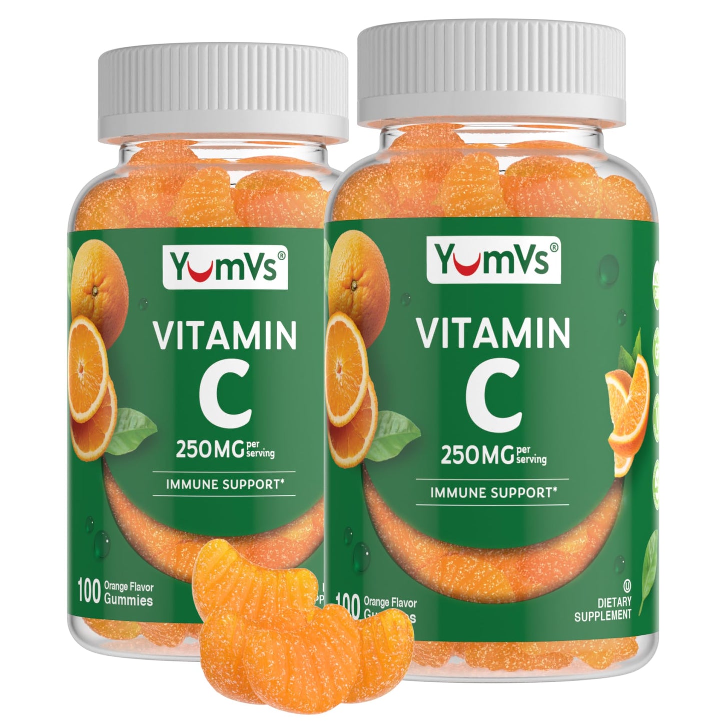 YUM-V'S Vitamin C Gummies for Adults 250 mg Orange Flavor, Immune Support, 200 Count