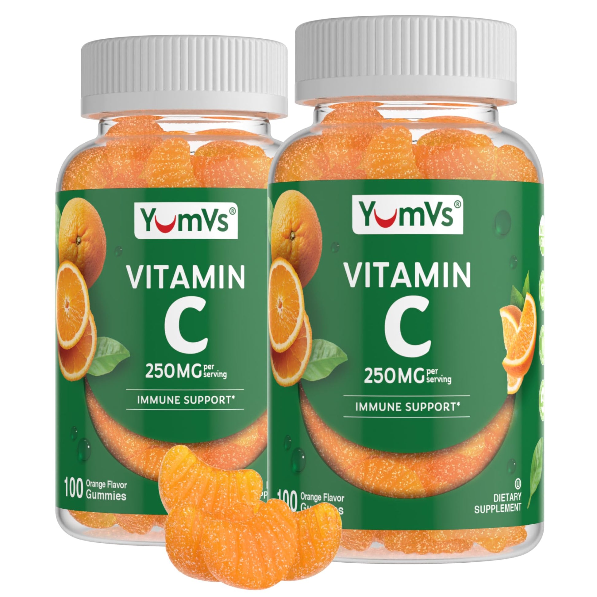 YUM-V'S Vitamin C Gummies for Adults 250 mg Orange Flavor, Immune Support, 200 Count
