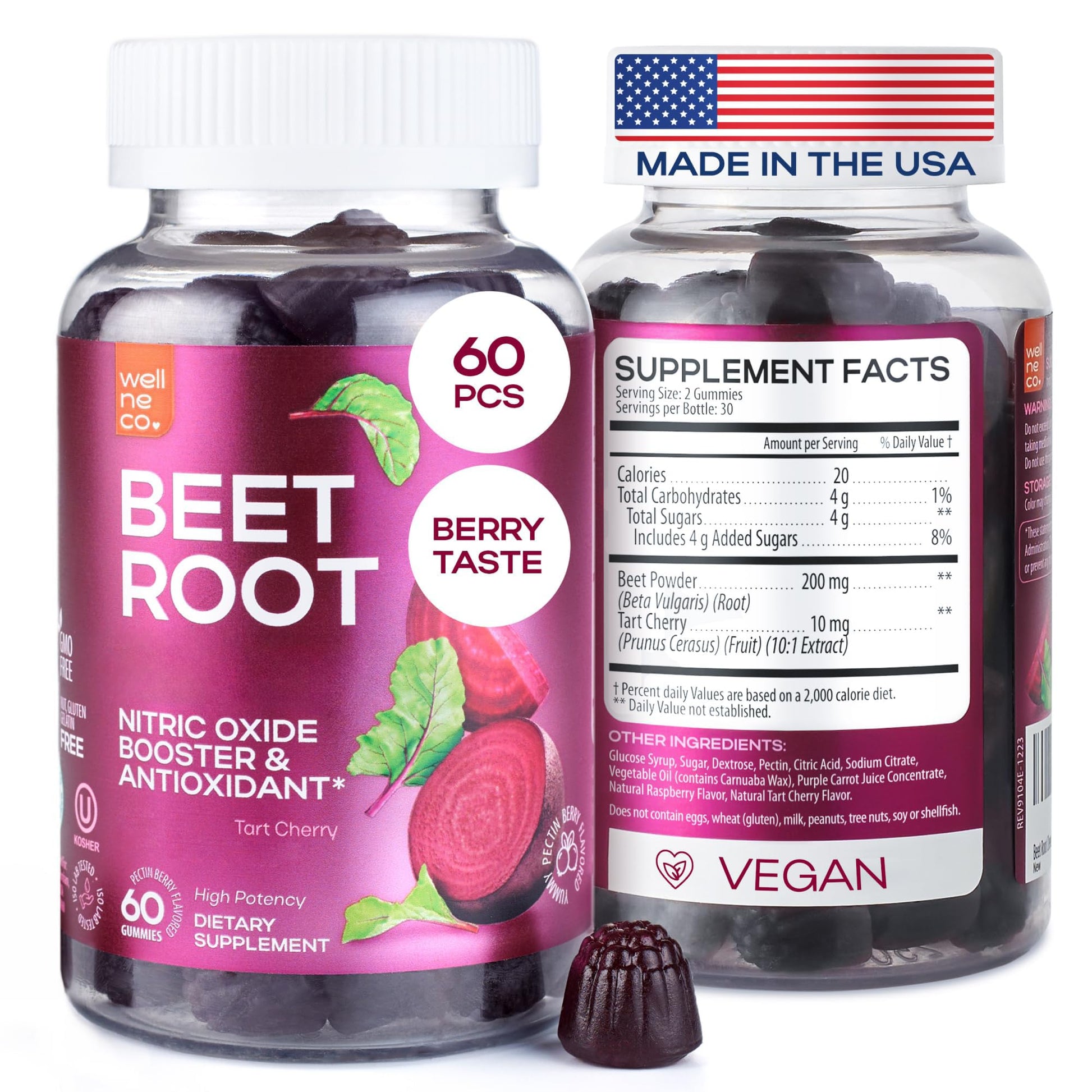 Wellneco Beet Chews Gummy, 60 Count