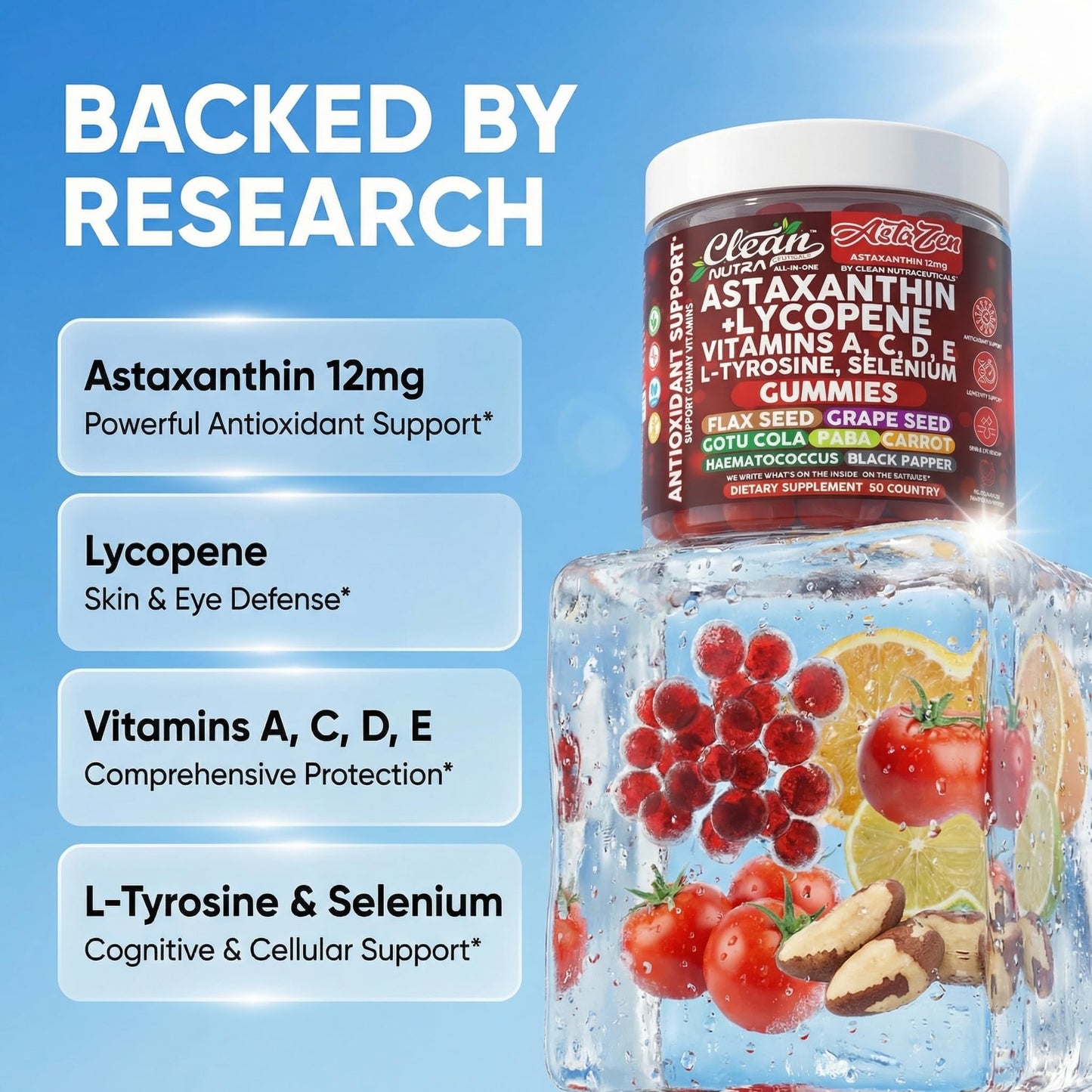 Clean Nutraceuticals AstaZen Astaxanthin Gummies 12mg, 60 Count