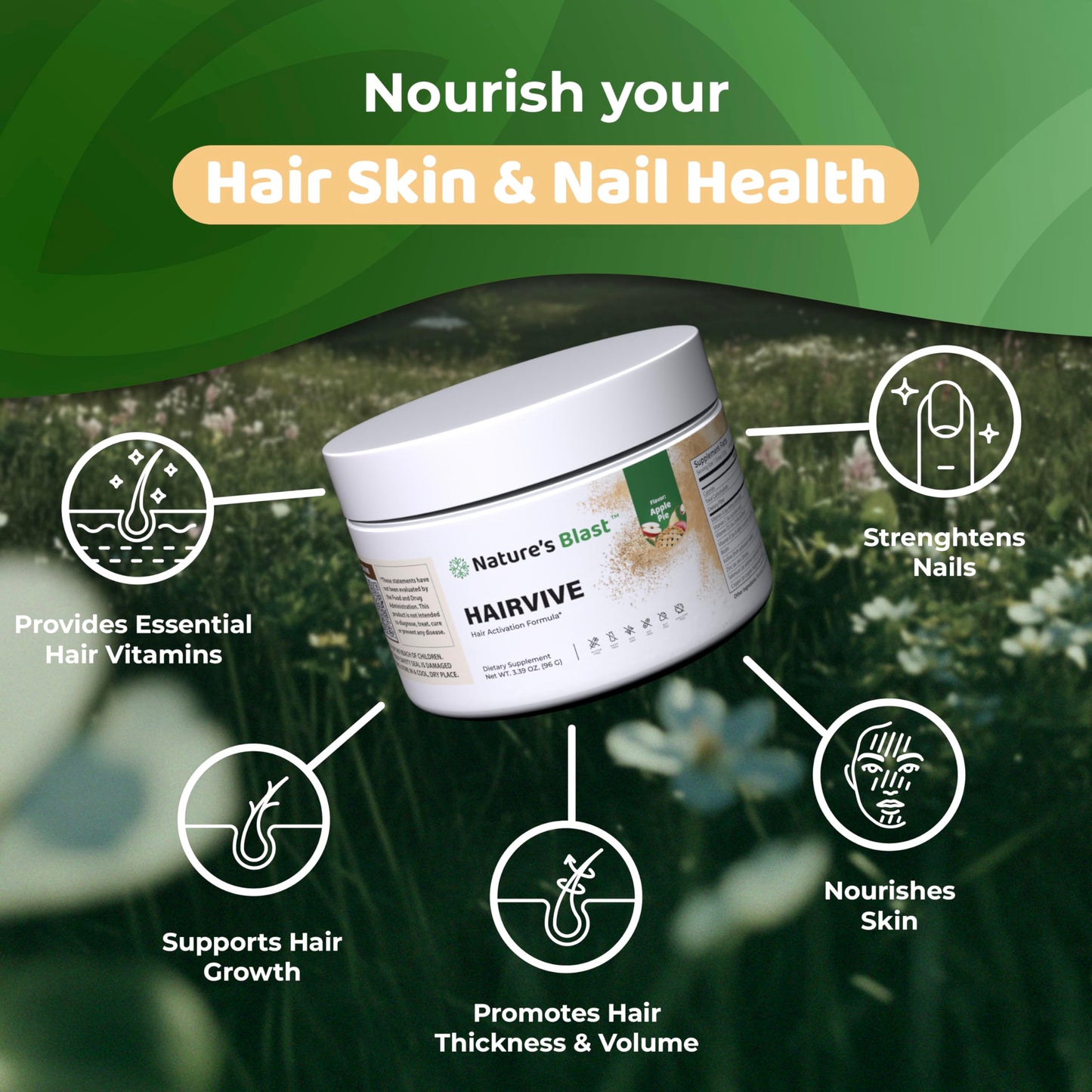 NATURES BLAST HairVive Women Hair Growth Supplement Powder 3.39 oz