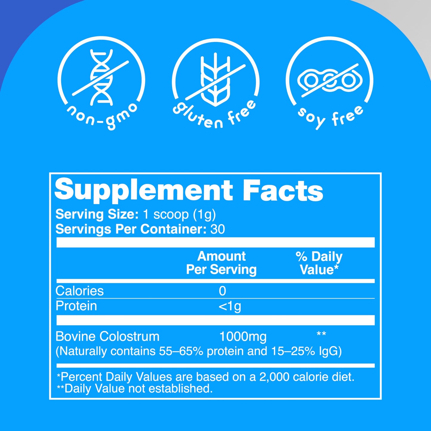 Zena Nutrition Bovine Colostrum Powder 1000mg, 30 Servings