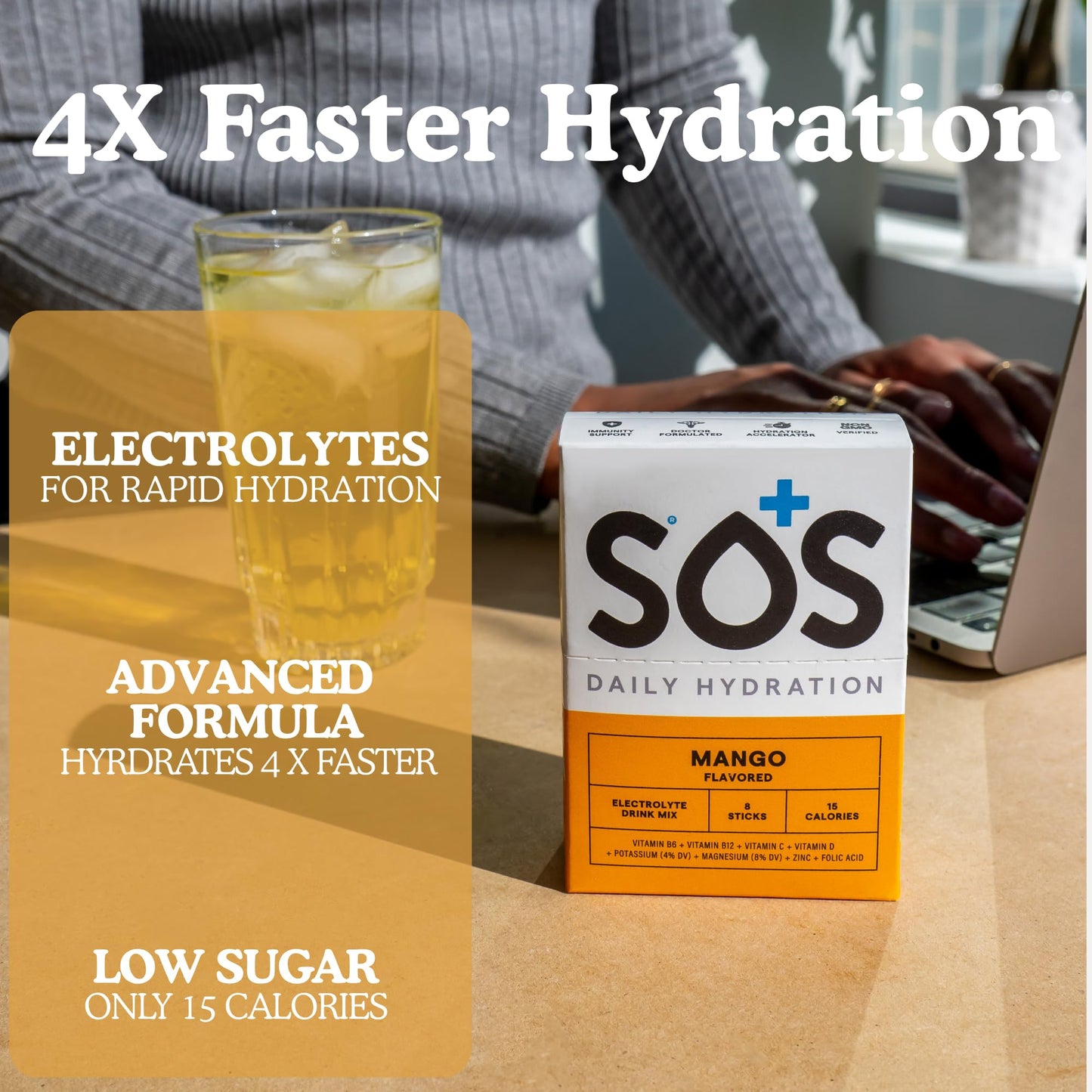 SOS Hydration Electrolyte Powder Sticks 8 Servings