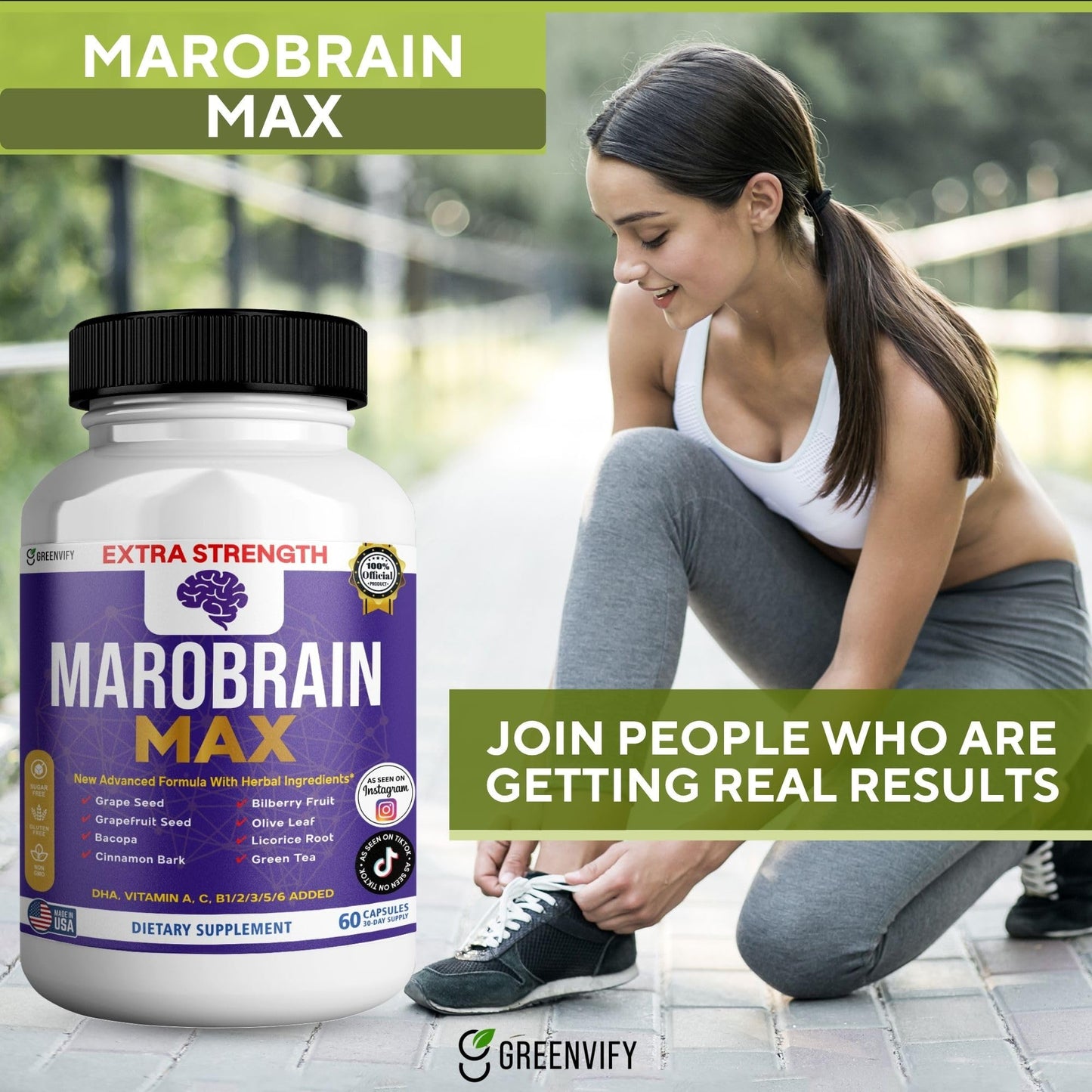 GREENVIFY MAROBRAIN MAX Extra Strength Brain Support Supplement, 60 Capsules