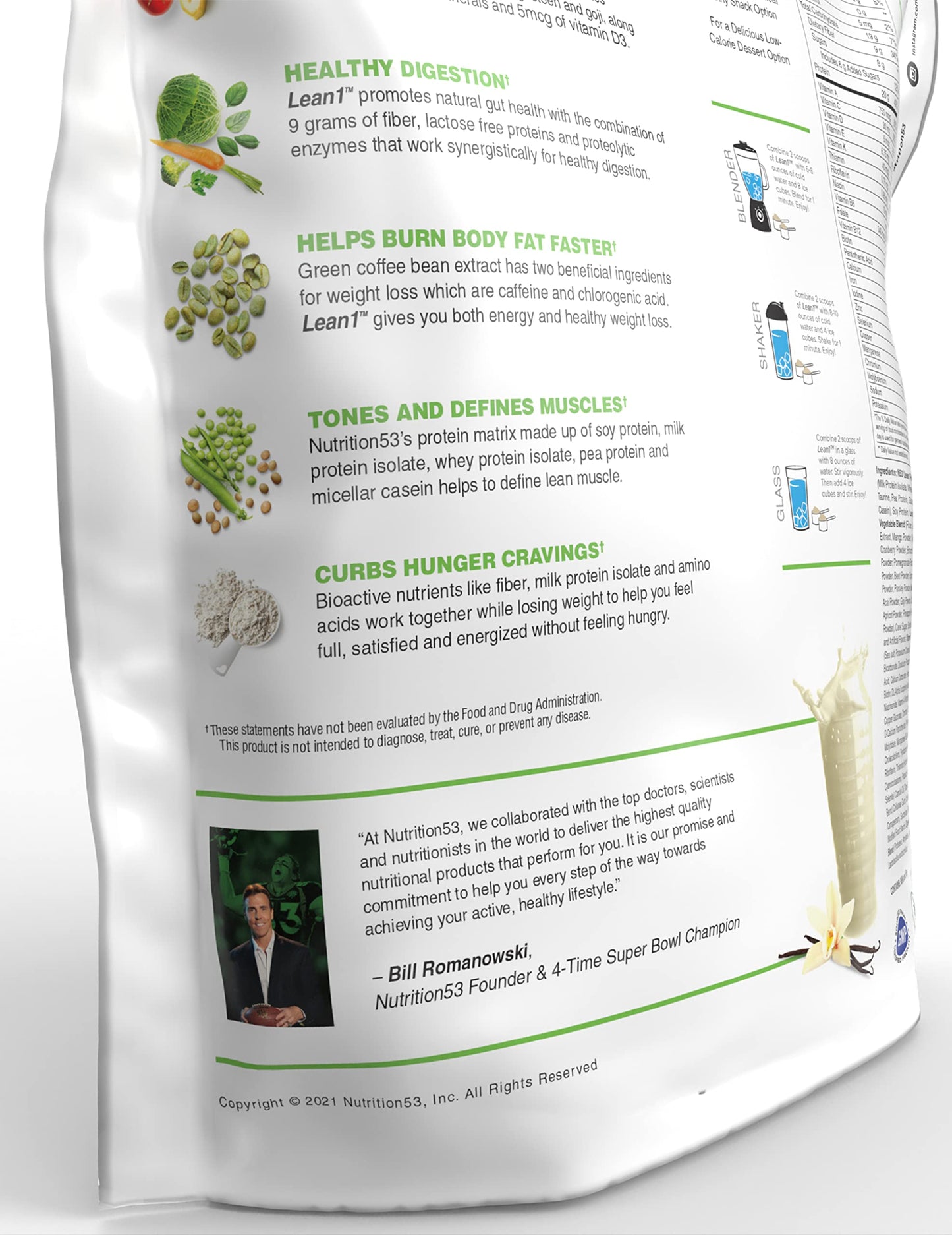 LEAN1 Vanilla Meal Replacement Protein Shake Powder, 80 oz