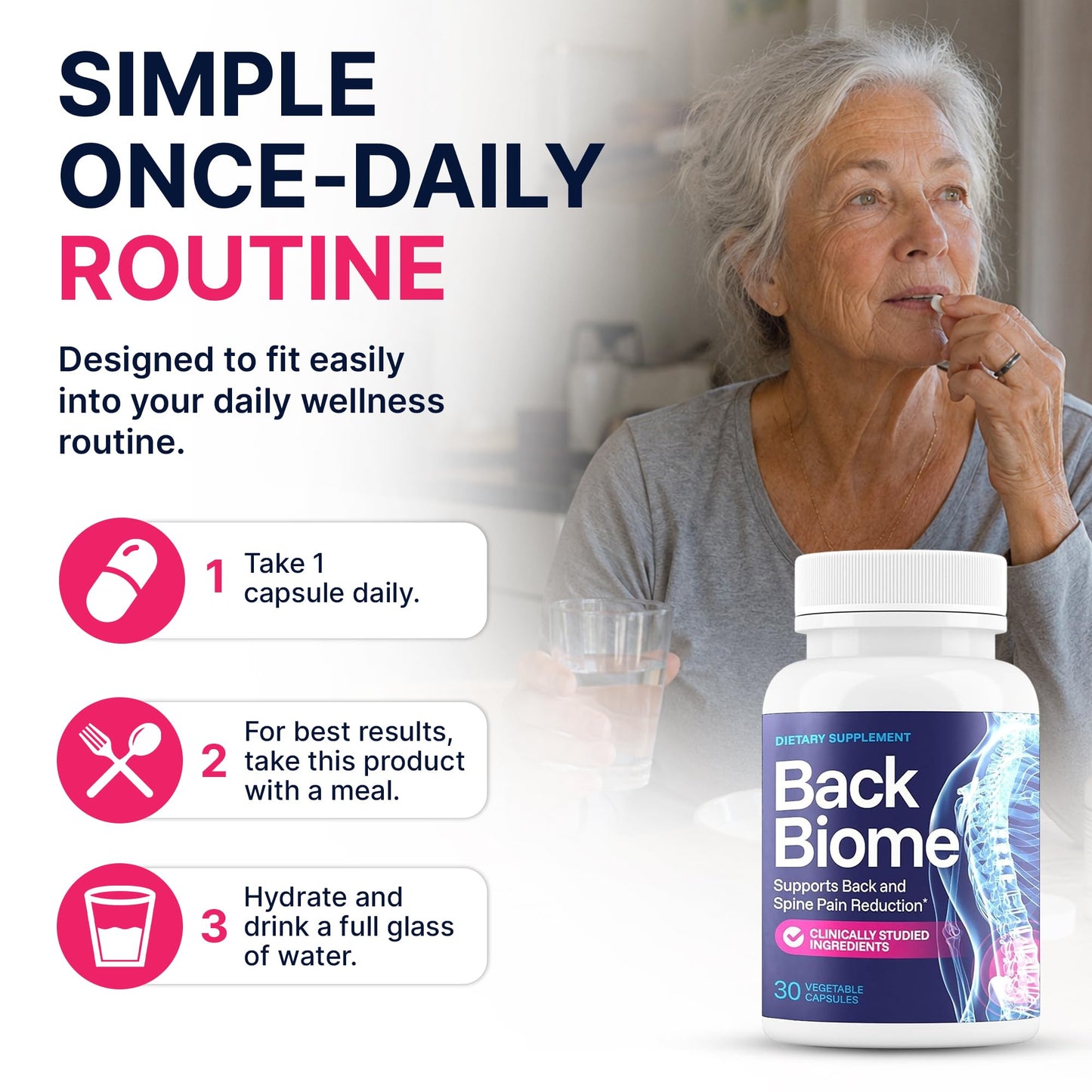 BackBiome 7-Strain Probiotic - Gut & Back Support 1 Capsule