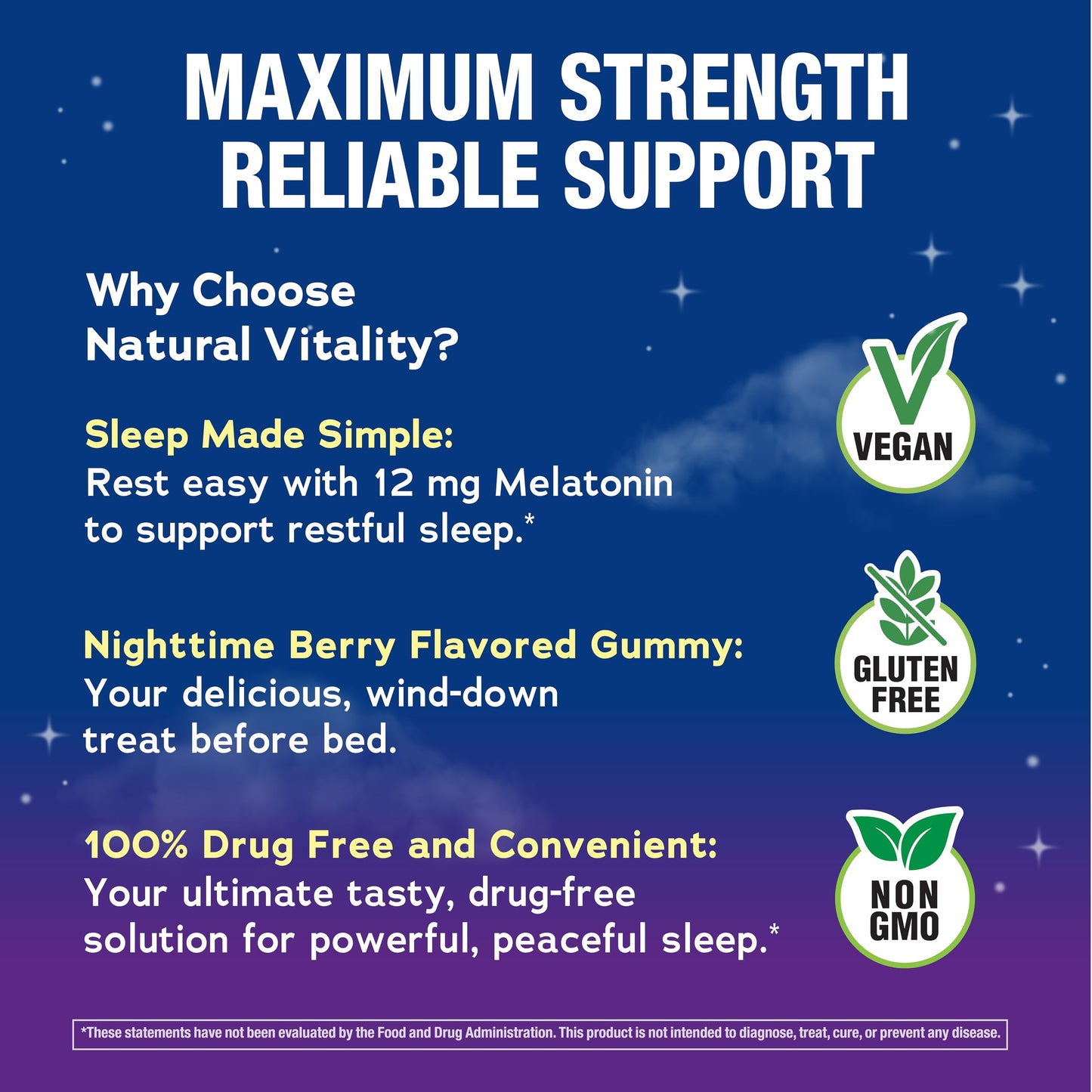 Natural Vitality Calm Sleep Melatonin 12mg Gummies, 100 Count