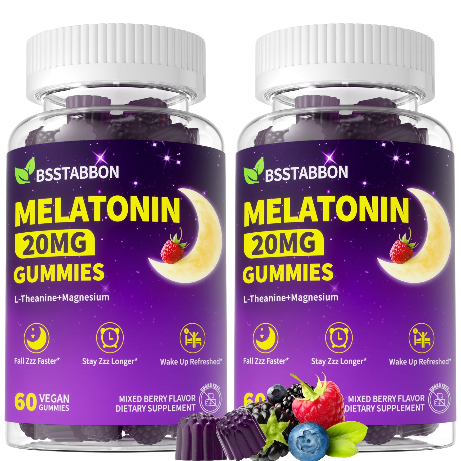 BSSTABBON Natural Melatonin 20mg Gummies, 120 Count