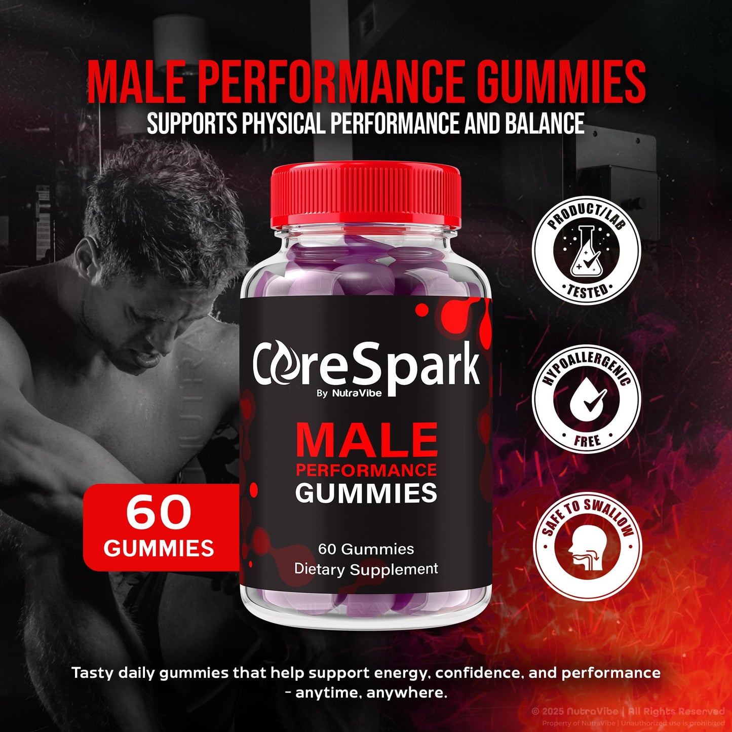 NutraVibe Core Spark Performance Gummies, 180 Gummies