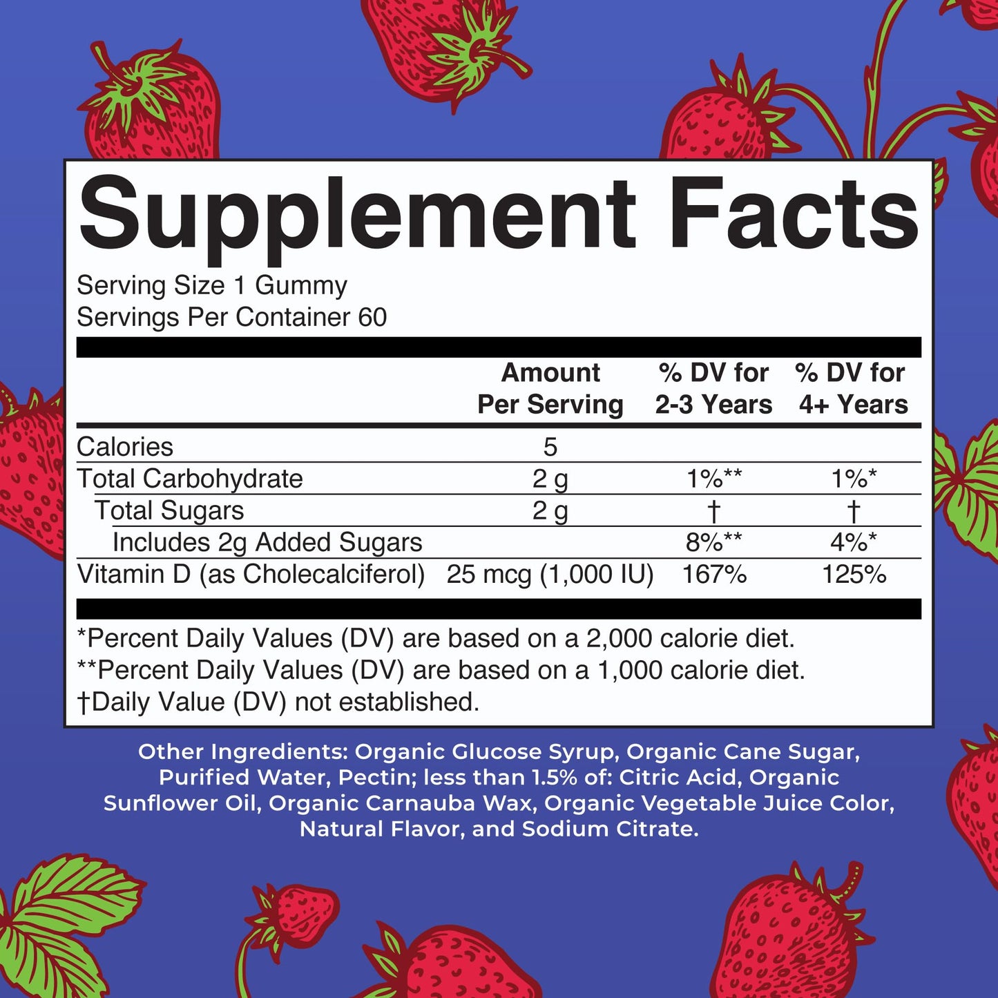 MARYRUTH'S Organic Vitamin D3 Gummies 1000 IU 60 Count