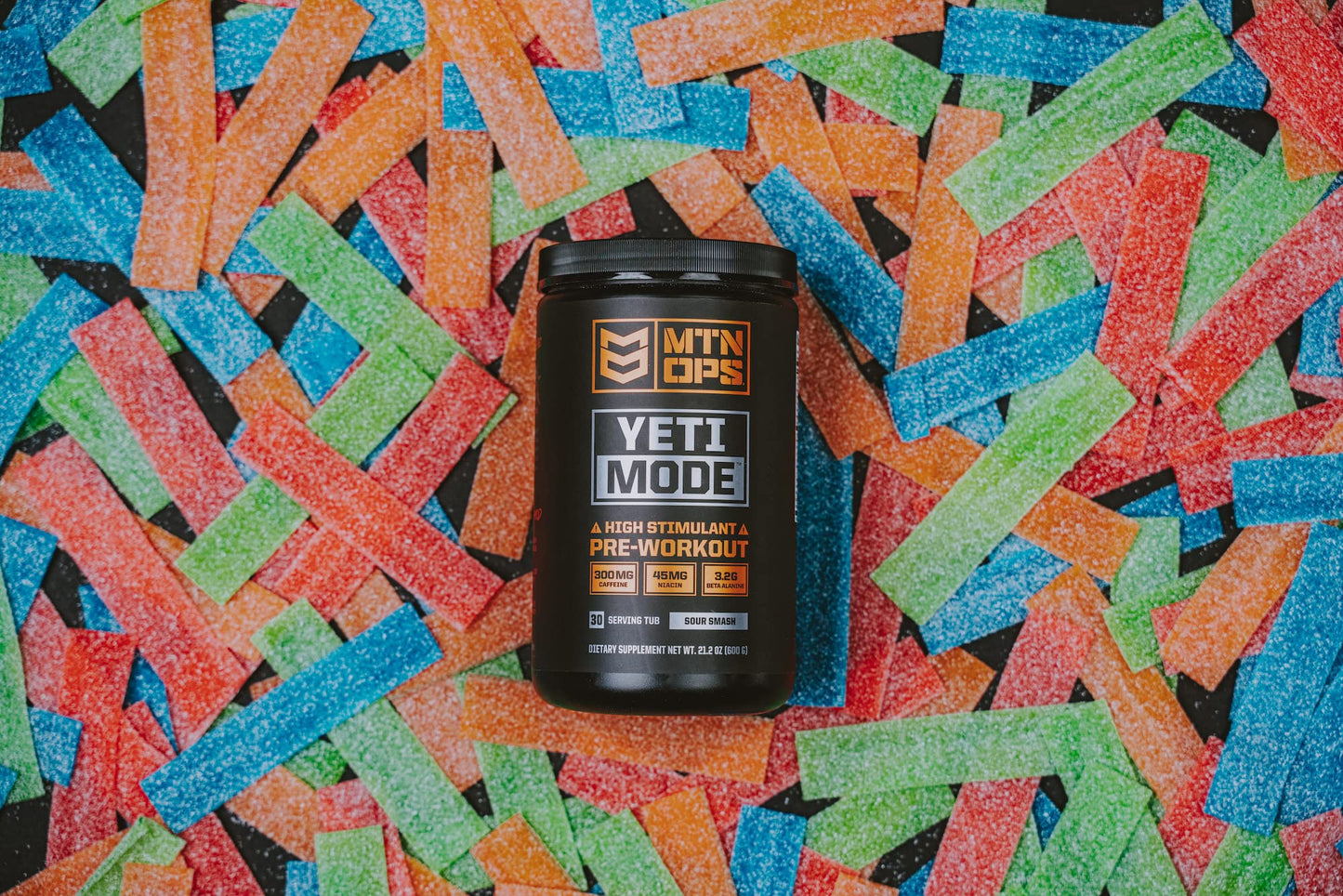 MTN OPS Yeti Mode High Stim Pre-Workout with Creatine Sour Smash Powder 19.7 Servings