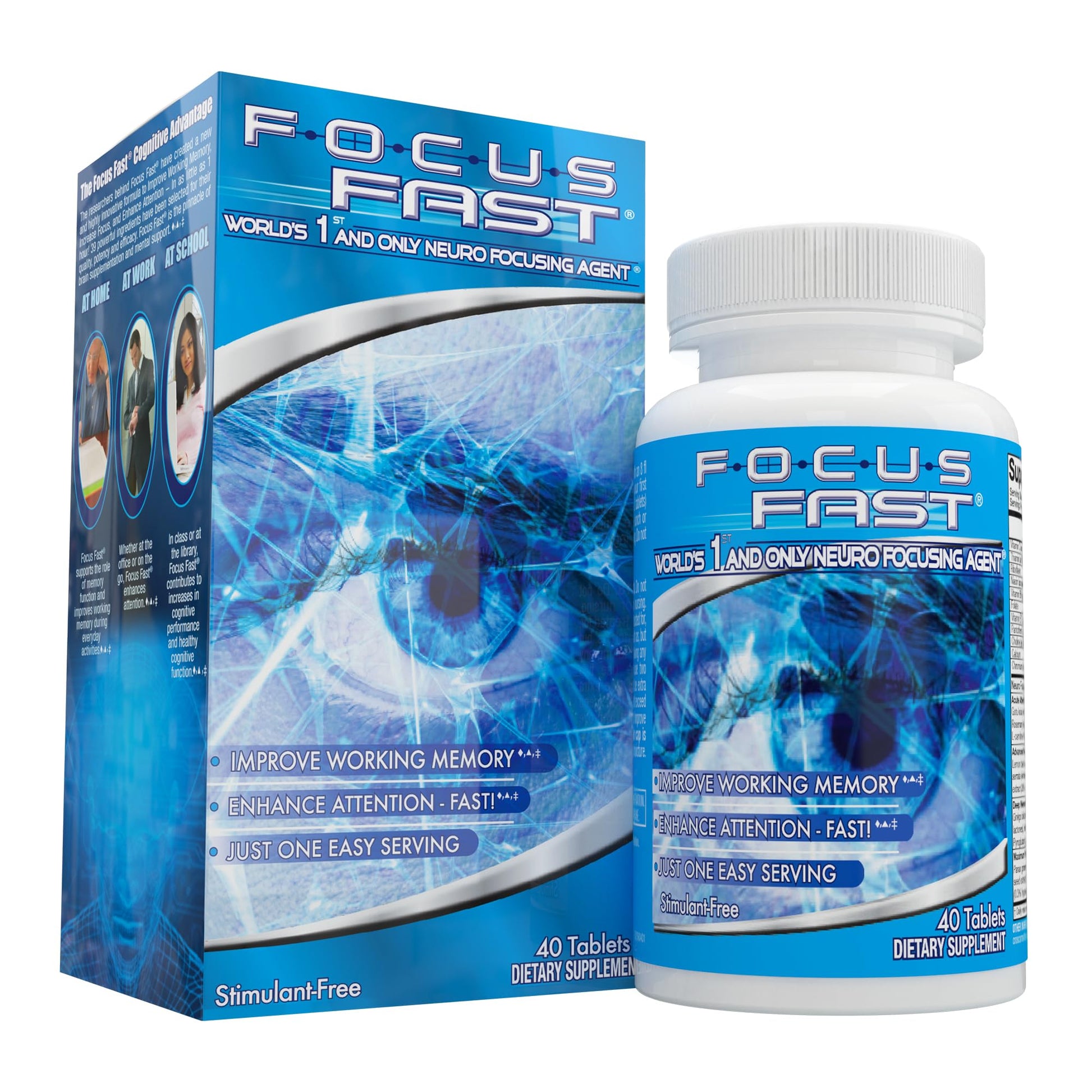 Focus Fast Brain Supplement Tablet - 40 Count
