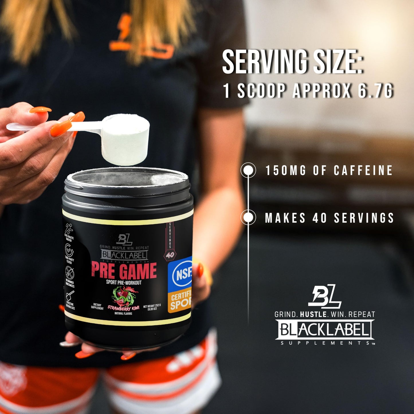 BLACKLABEL Supplements PRE-Game NSF Certified for Sport Pre-Workout Powder 8.89