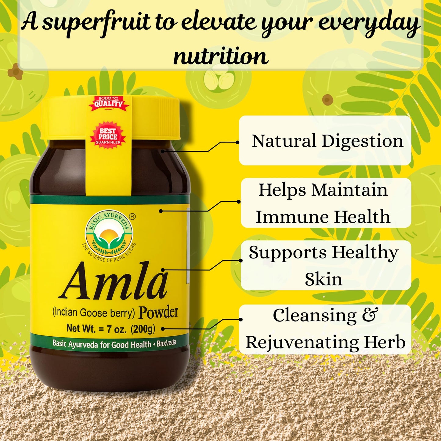 BASIC AYURVEDA Amla Powder, 7.05 oz