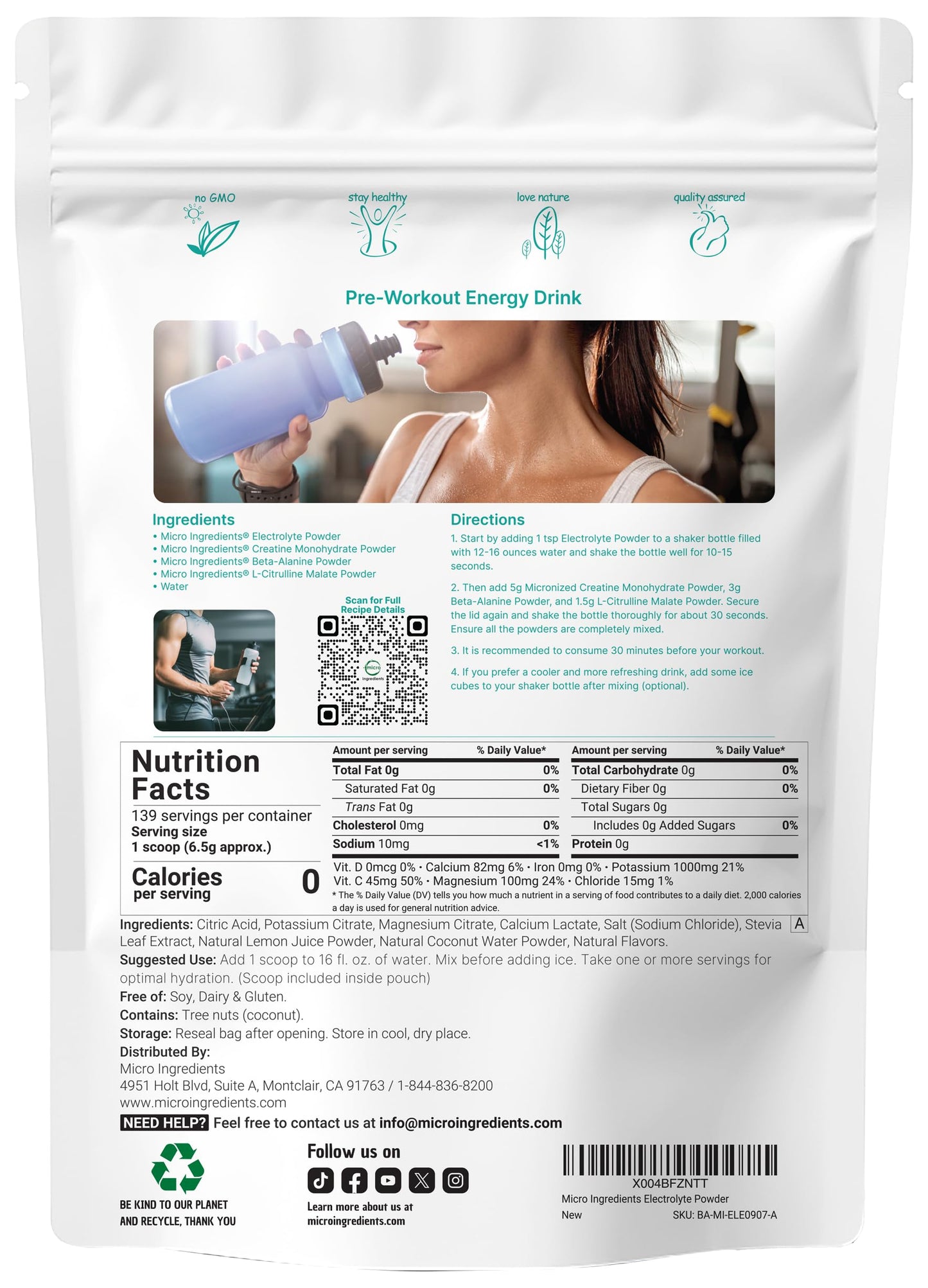Micro Ingredients Hydration Electrolyte Powder & Creatine Monohydrate Capsules, 2-Pack Bundle