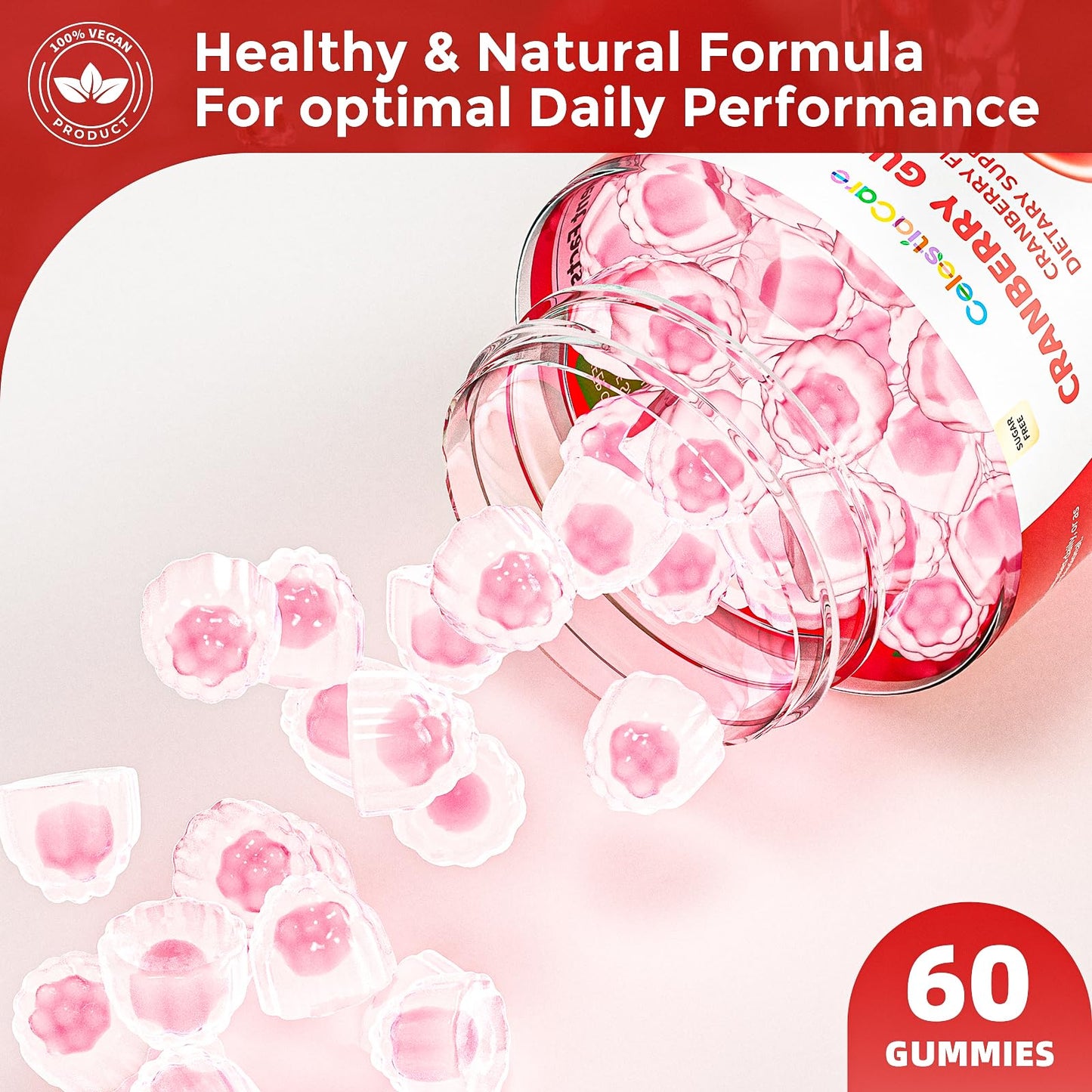 CelestiaCare Cranberry Gummies with Probiotics & D-Mannose, 60 Count