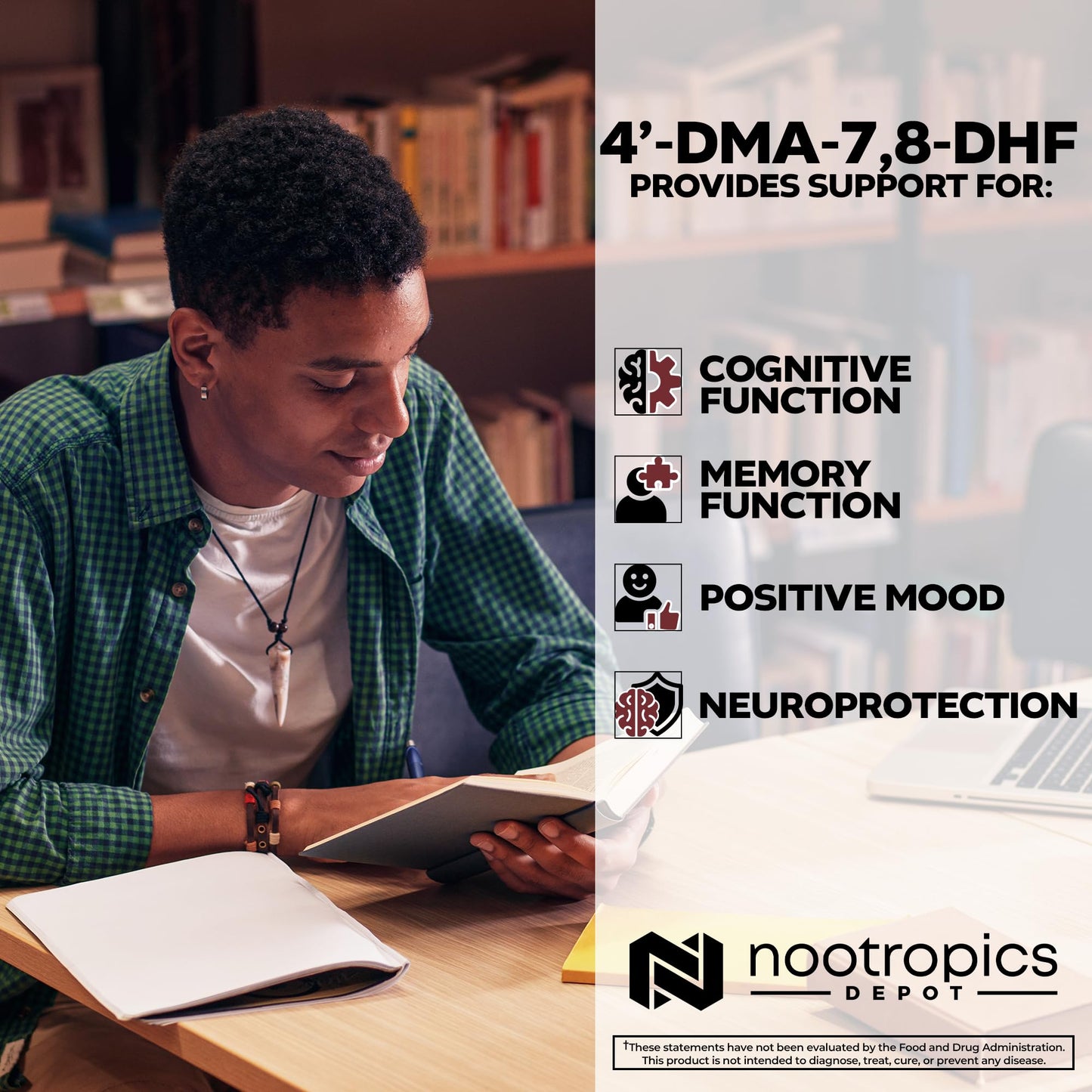 Nootropics Depot 4'-DMA-7,8-DHF Nutritional Supplement Capsules, 10mg, 30 Count