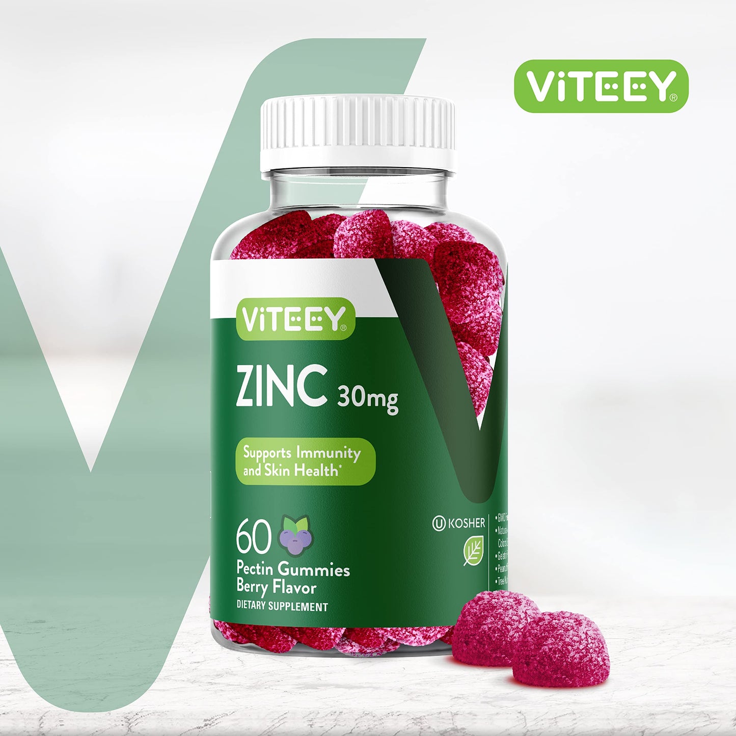 Viteey Zinc Gummies for Women and Men Gummy 60 Count