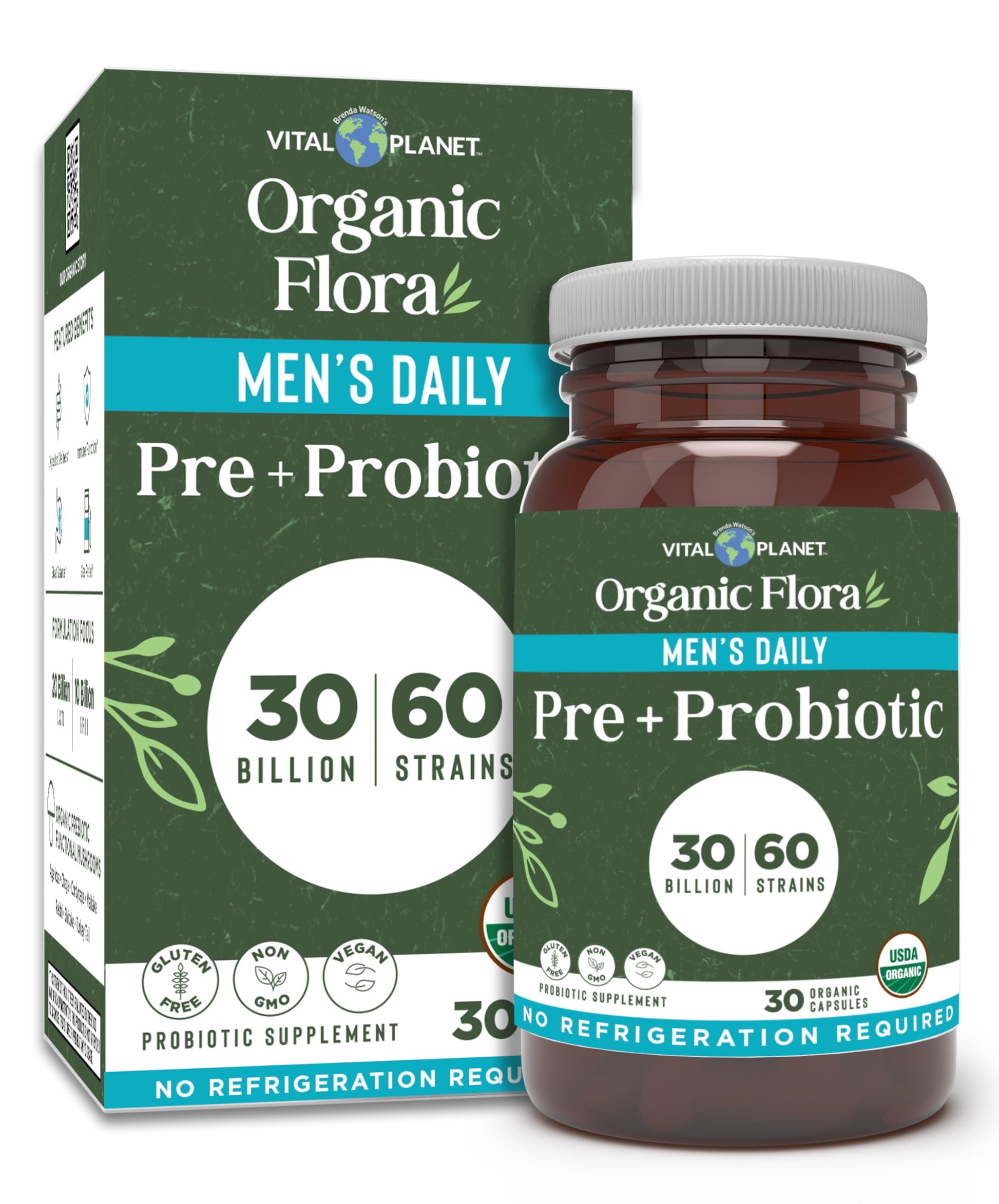 Vital Planet Organic Flora Probiotics for Men 30 Capsules