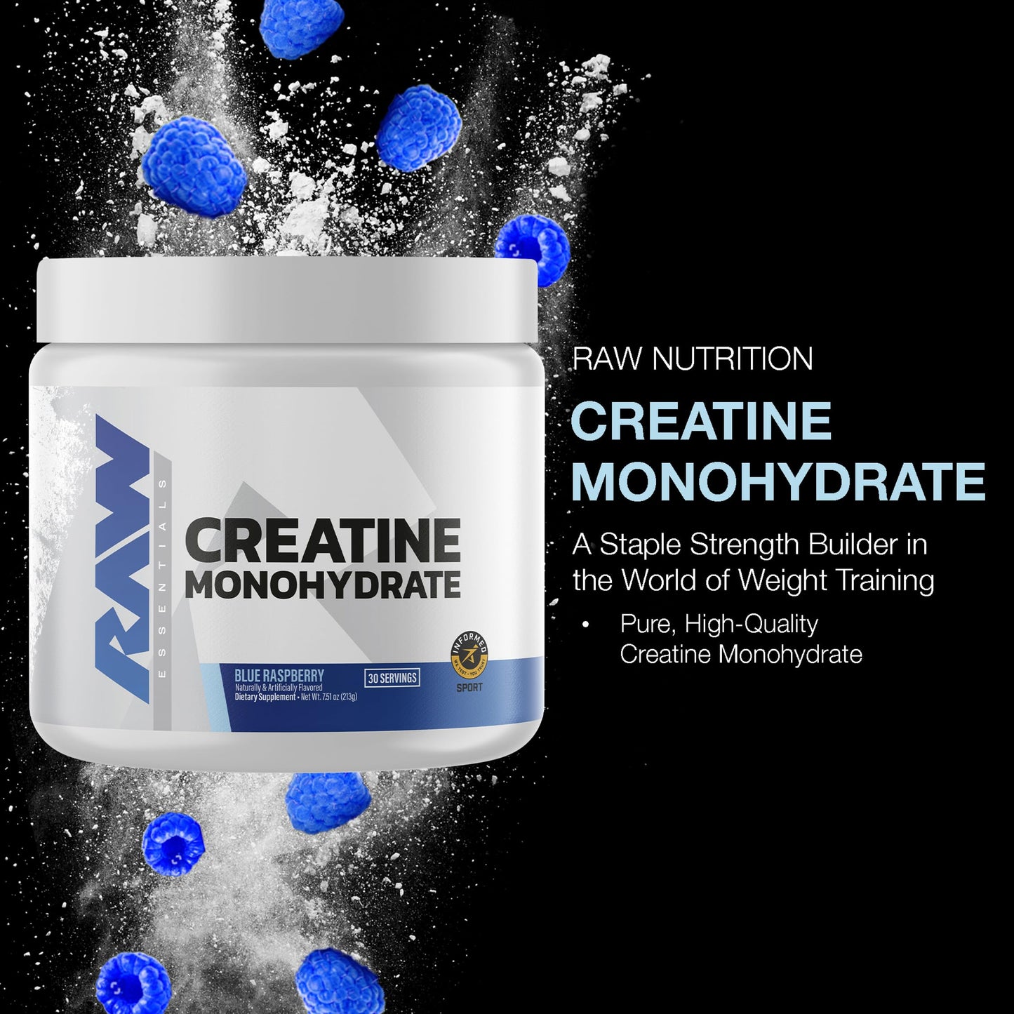 RAW Creatine Monohydrate Powder 12.52 oz