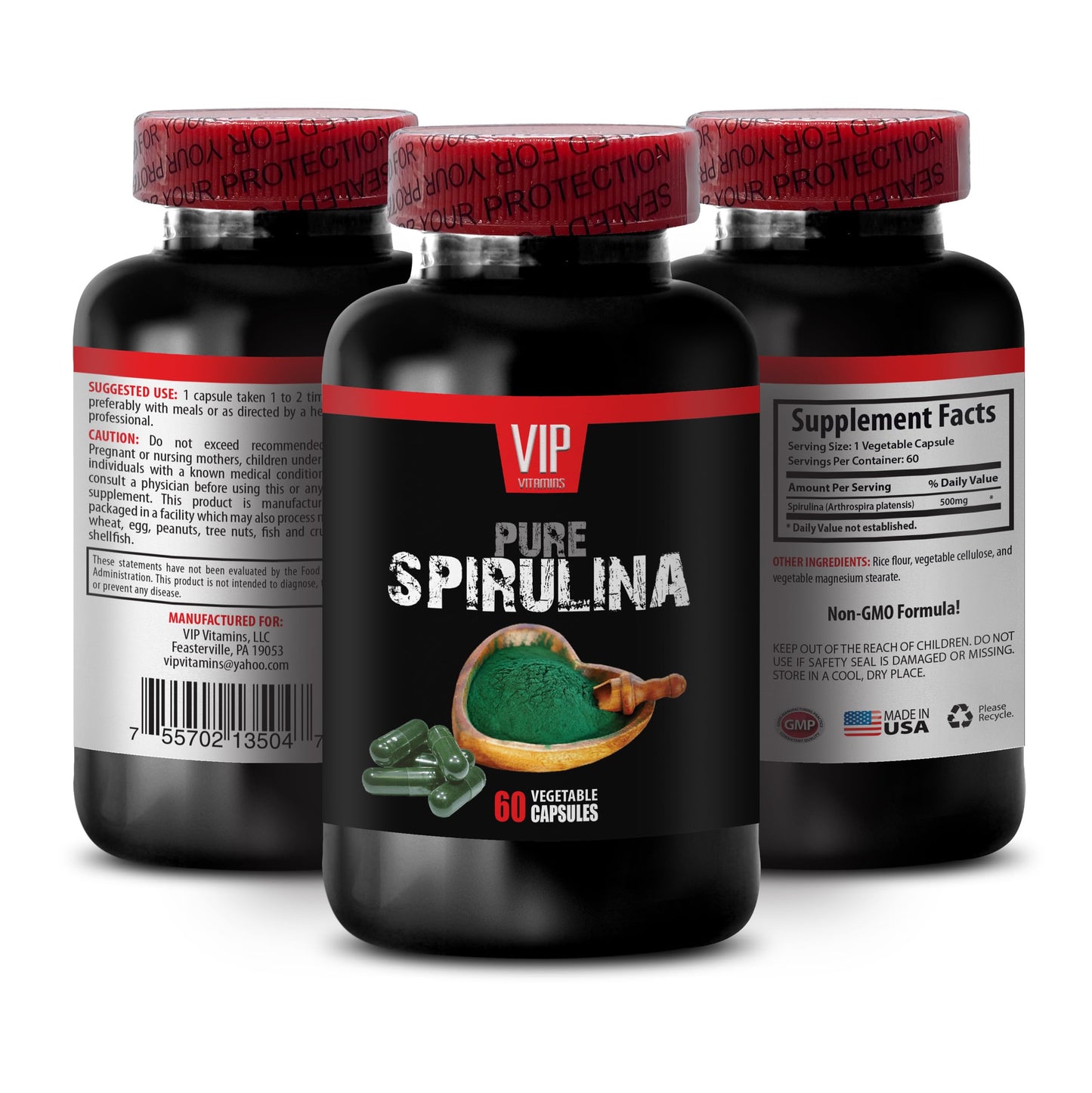 SKIN CARE SOLUTIONS Spirulina Capsules 60 Count