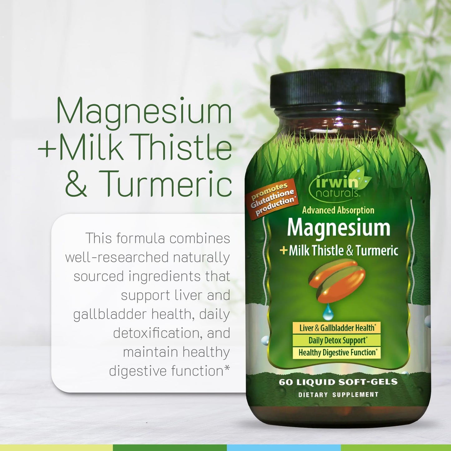Irwin Naturals Advanced Absorption Magnesium + Milk Thistle & Turmeric Softgels 60 Count