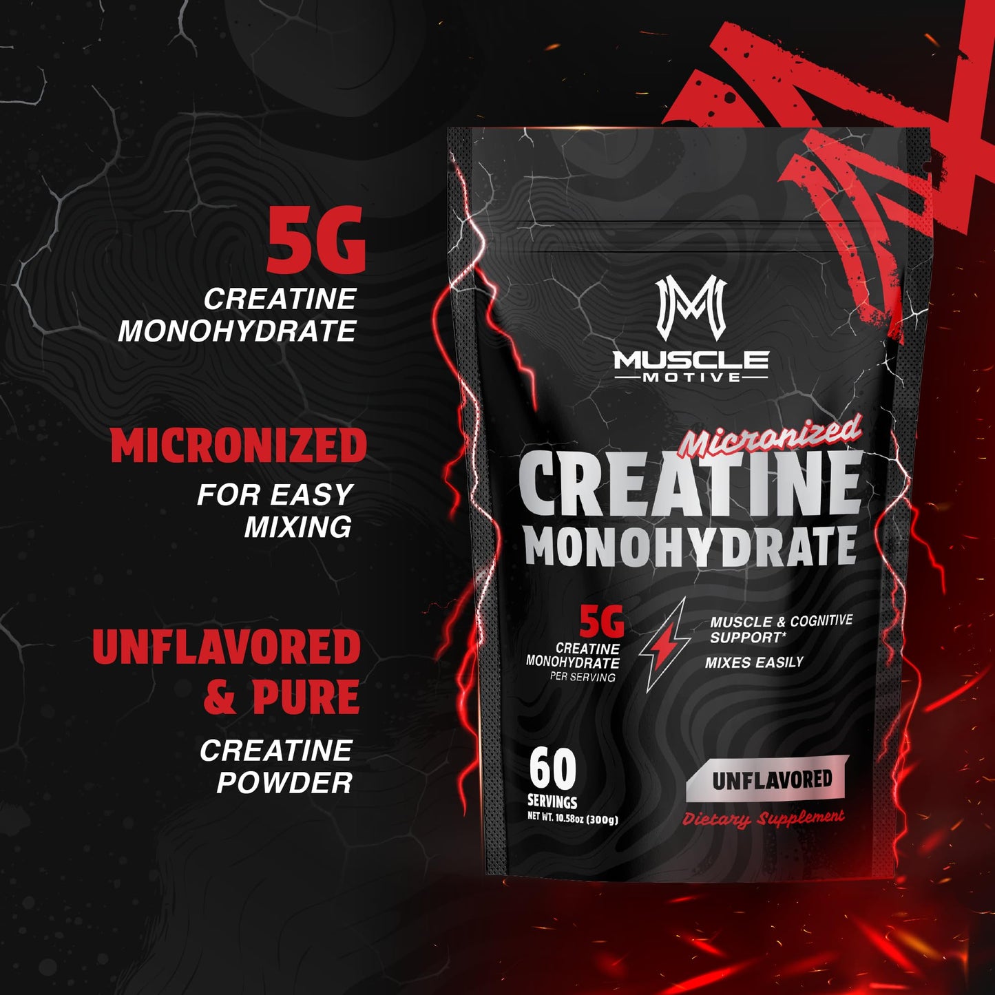 Muscle Motive Creatine Monohydrate Powder 10.58 Ounce