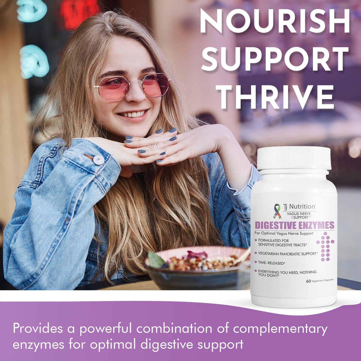 TJ Nutrition Digestive Enzymes for Sensitive Stomachs Capsules, 60 Count