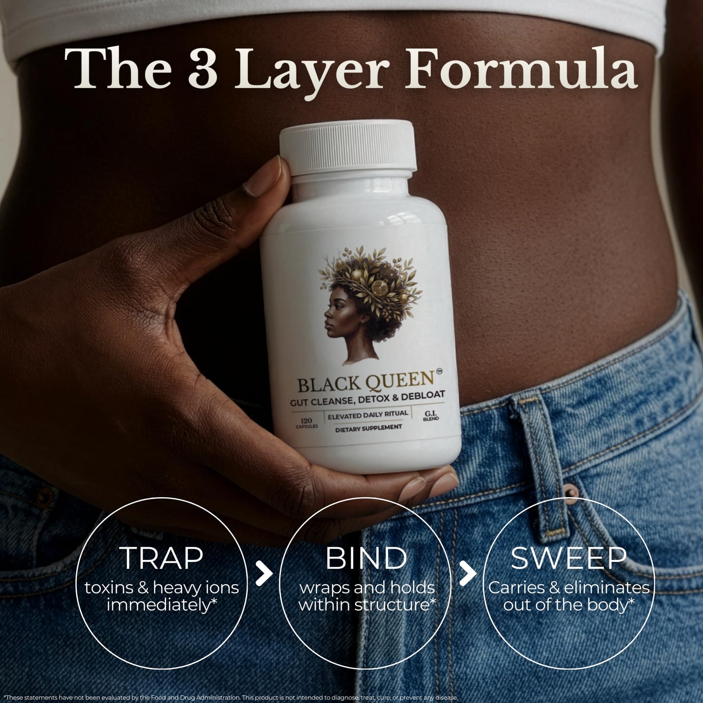 TODICAMP Melanin-Rich Physiology Colon Cleanse & Bloating Relief for Women, Gut Cleanse Detox for Women, Zeolite Detox Fiber Supplement for Women, Activated Charcoal Capsules Psyllium Husk & Chlorella 120 Capsules