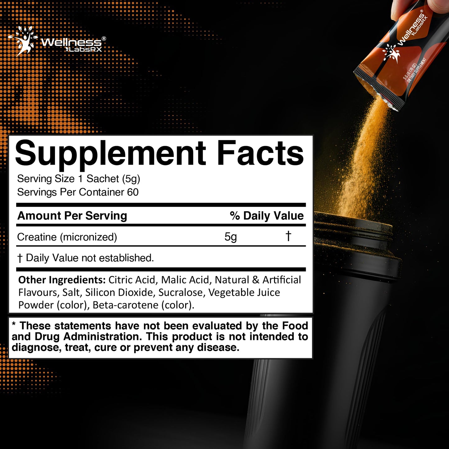 WELLNESS LABSRX Creatine Monohydrate Powder Sachets 10.5 oz