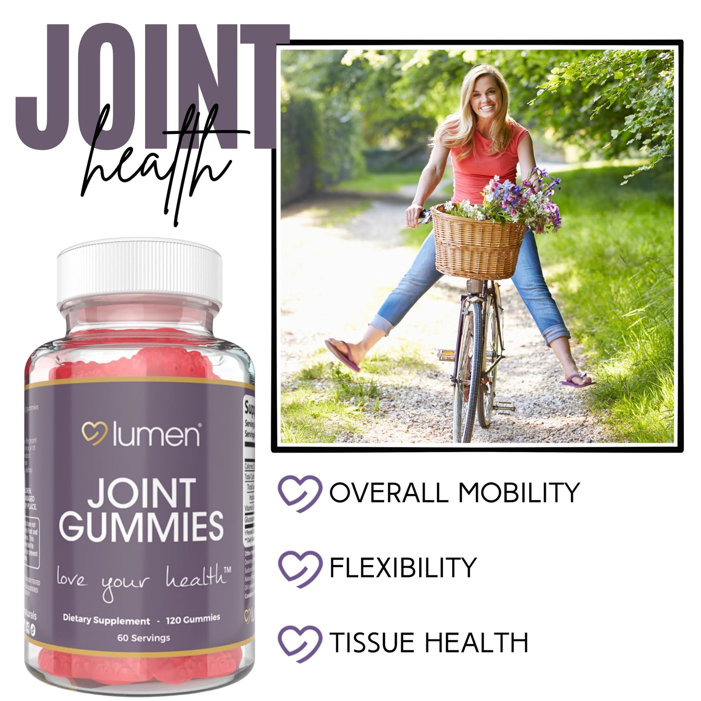 Lumen Naturals Mobility Gummies for Women with Glucosamine, 120 Gummies