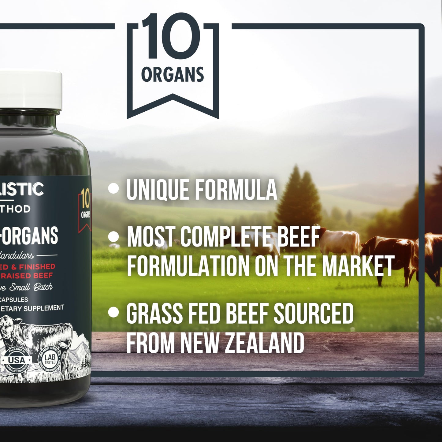 Carnivore Method Beef Organ Supplement Complex - 10 Carnivore Grass Fed Proprietary Blend of Liver, Marrow, Brain, Thymus, Spleen, Kidney, Colostrum, Heart, Pancreas, Gallbladder 180 Capsules