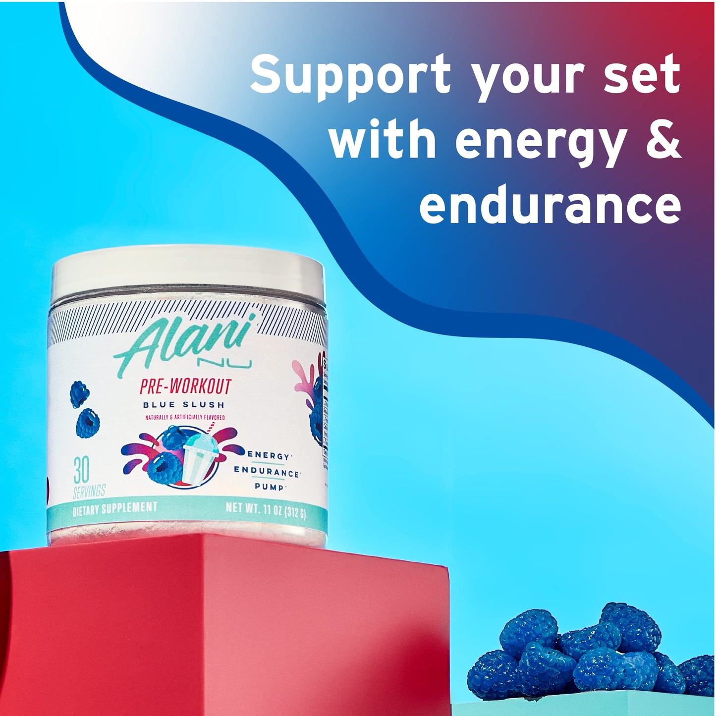 Alani Nu Pre Workout Powder Blue Slush 11 Ounce