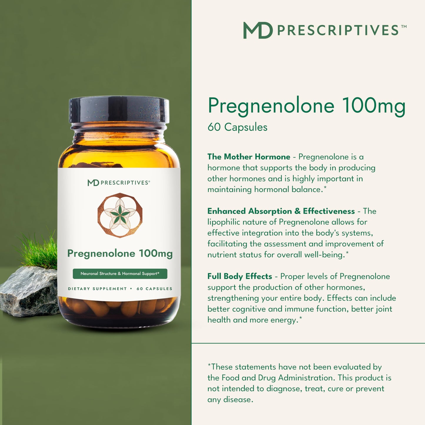 MD Prescriptives Pregnenolone 100mg Capsules, 60 Count