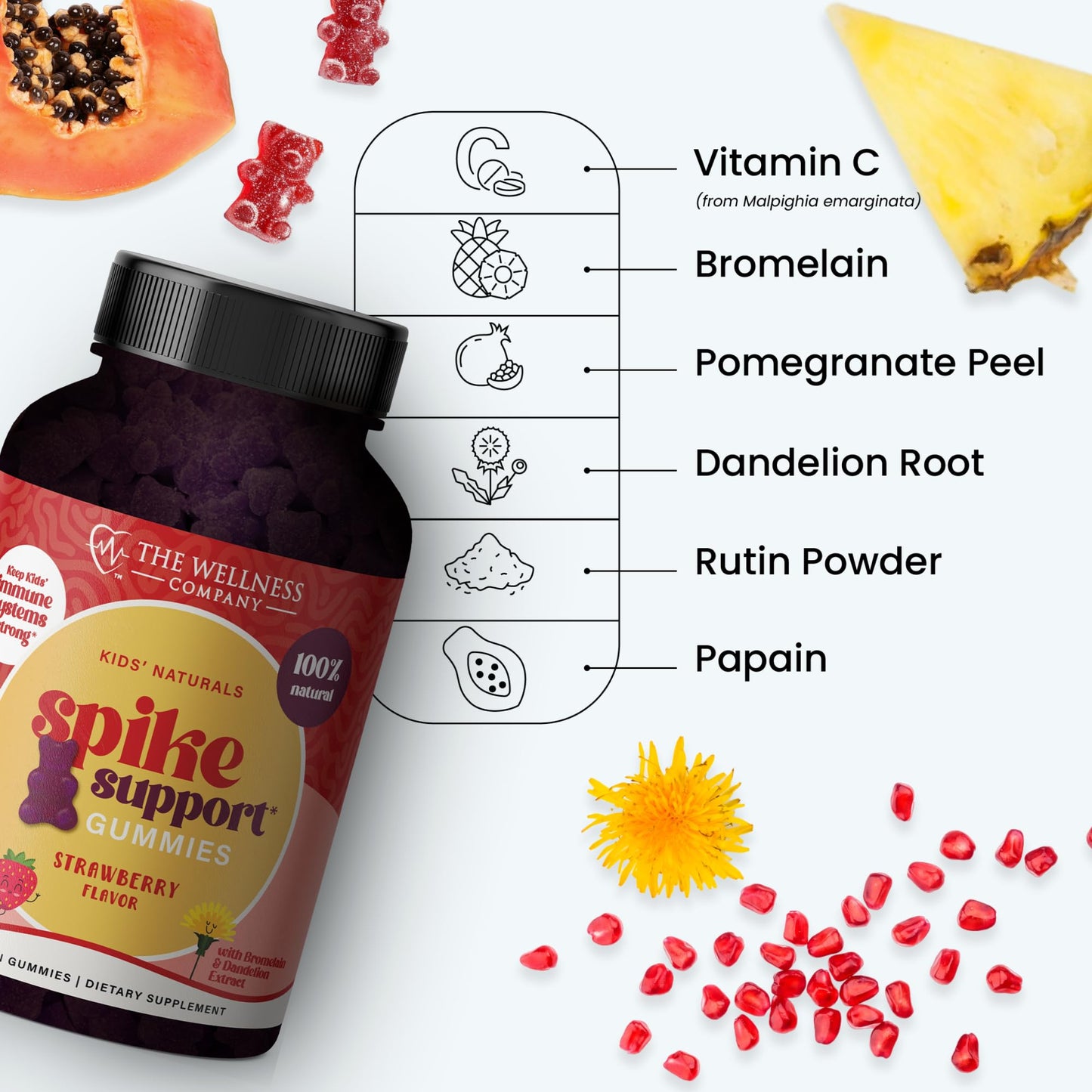 The Wellness Company Kids Naturals Spike Support Gummies 120 Count