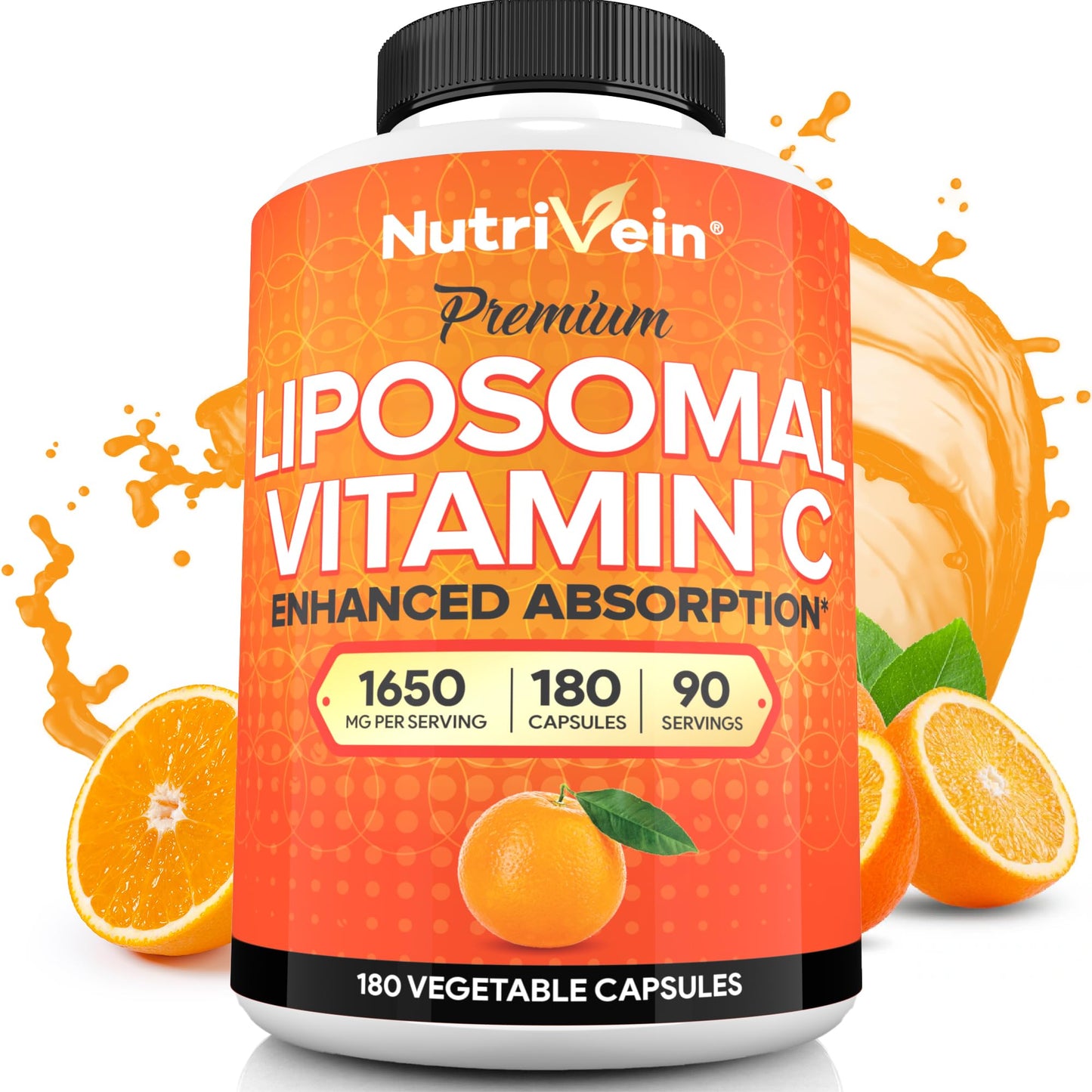 Nutrivein Liposomal Vitamin C Supplement 1650mg Capsule, 180 Count
