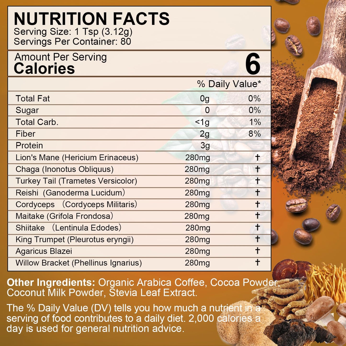 B BEWORTHS Mushroom Coffee Powder 8.8 Ounce