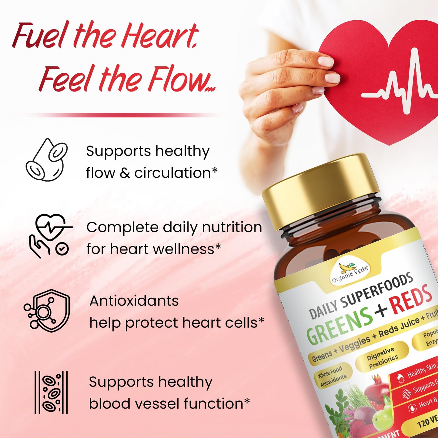 Organic Veda Mixed Greens, Reds, Fruits & Veggies Supplement Capsule 120 Count