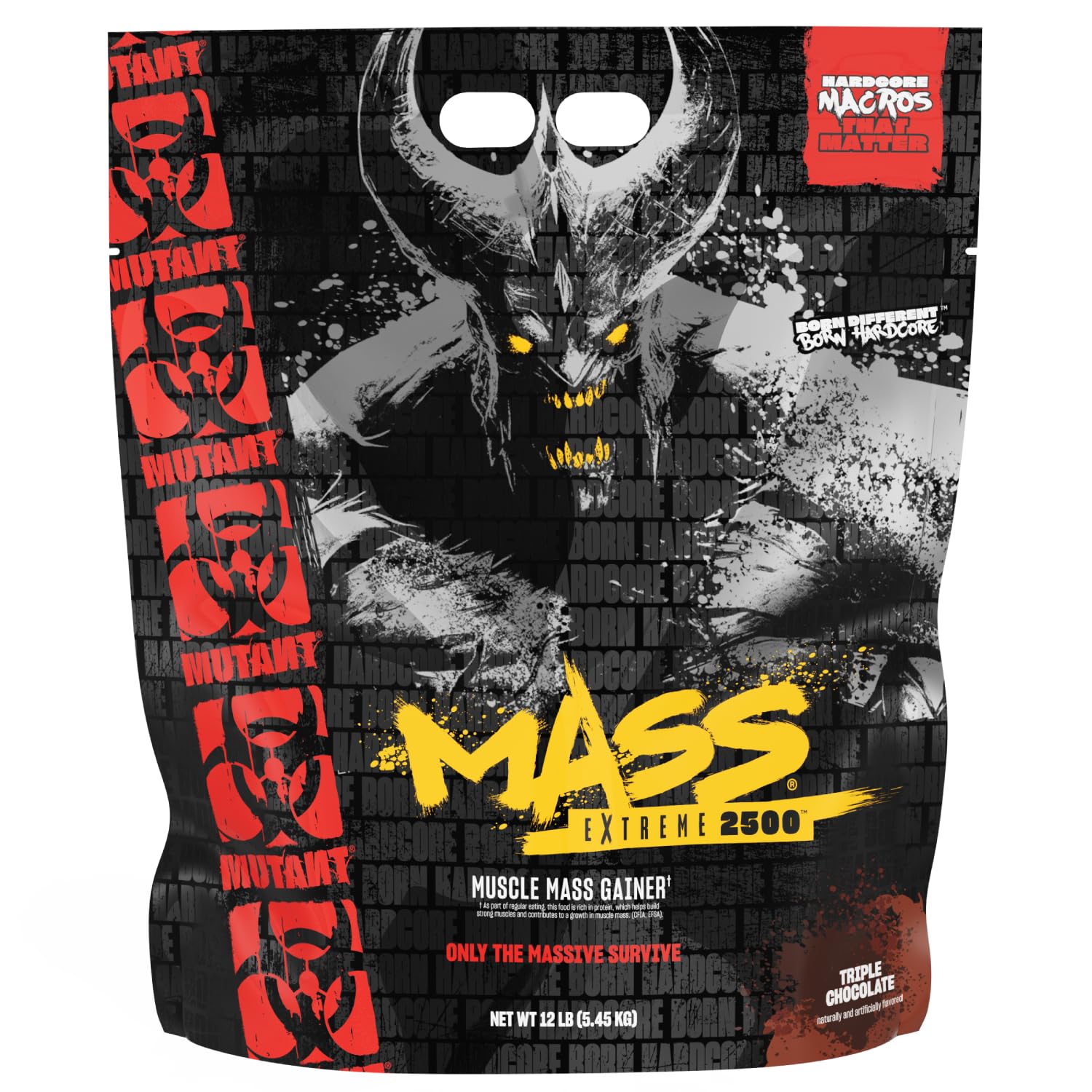 Mutant Mass Extreme 2500 - High Calorie Mass Gainer Whey Protein Powder with Creatine & Amino Acids - Muscle Building & Weight Gain for Hard Gainers - Triple Chocolate, 192 Servings