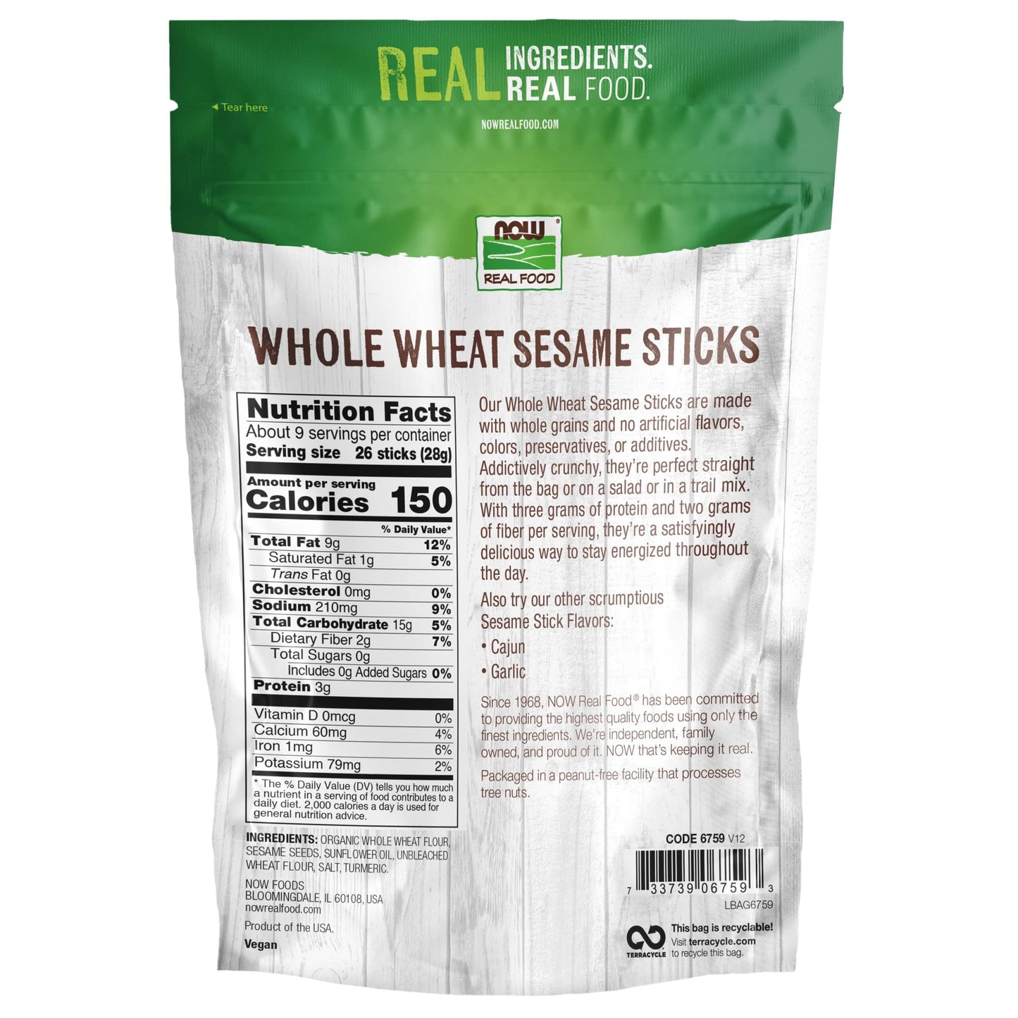 NOW Foods Whole Wheat Sesame Sticks Powder, 9-Ounce