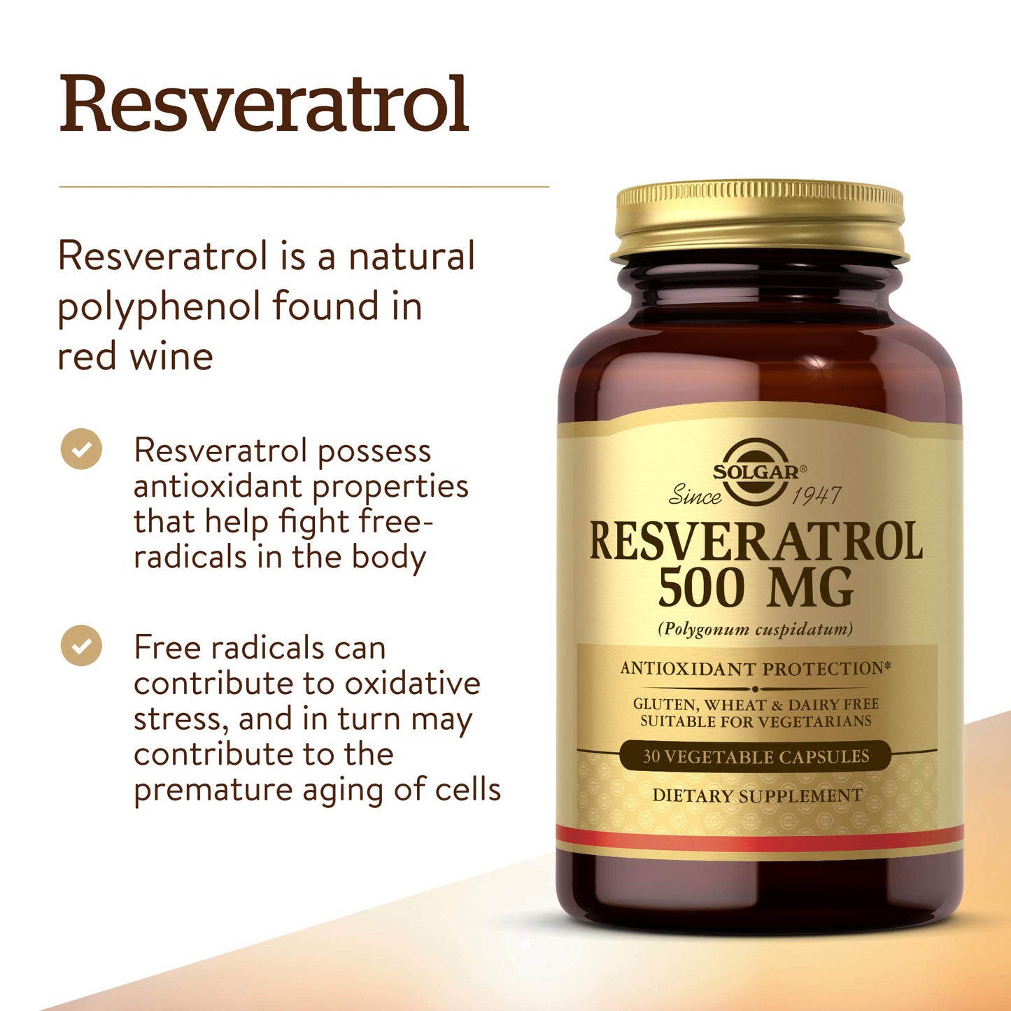 Solgar Resveratrol 500 mg Capsule, 30 Capsules