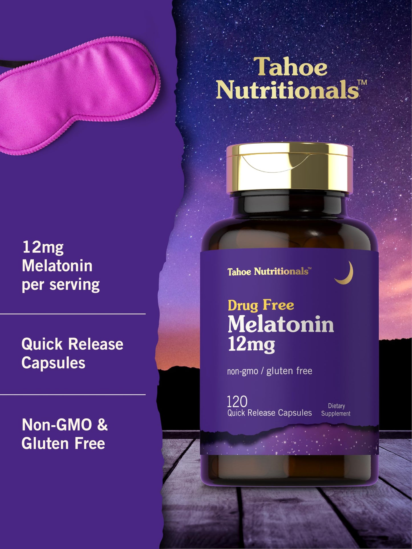 Tahoe Nutritionals Melatonin 12 mg Capsules, 120 Count