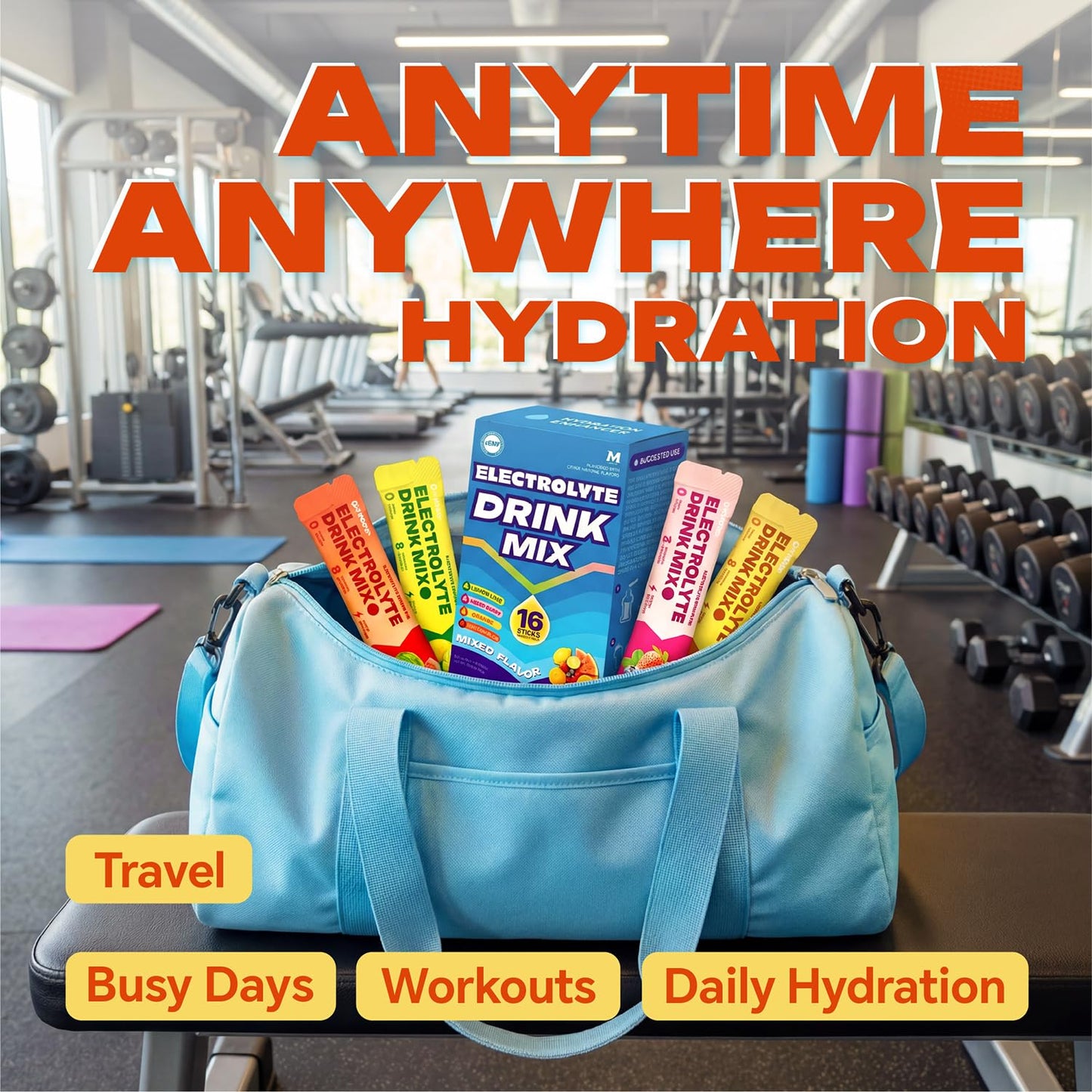 Mynzevirix High Sodium Sugar Free Electrolyte Powder Packets Orange Flavor, 6.35