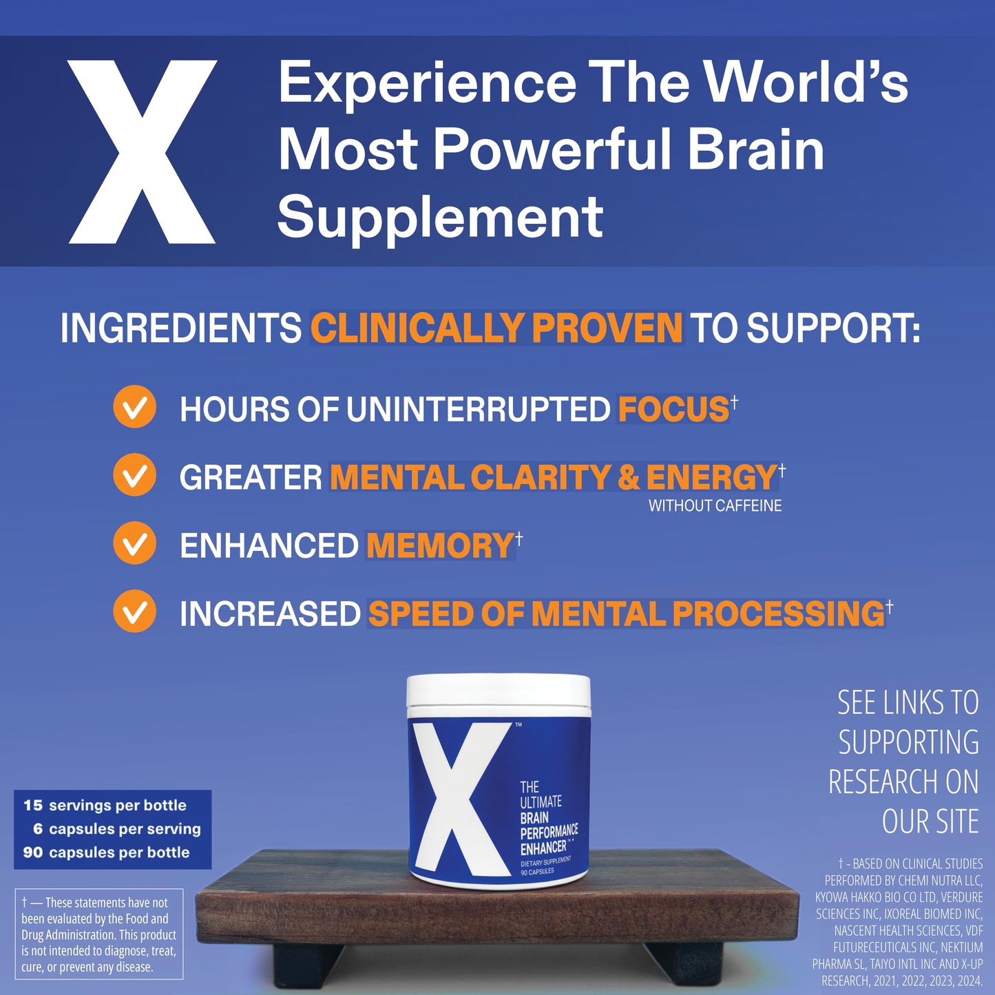 X Clear Brain Fog & Focus for Deep Work 90 Capsules