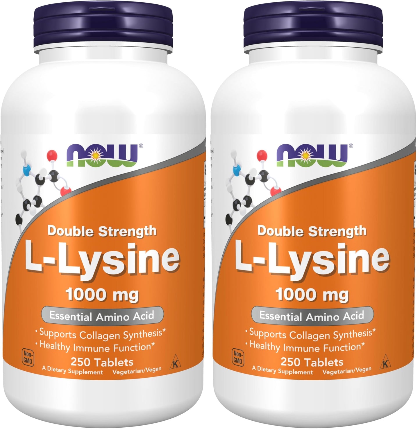 NOW Foods L-Lysine (L-Lysine Hydrochloride) 1,000 mg Double Strength Tablets, 500 Tablets