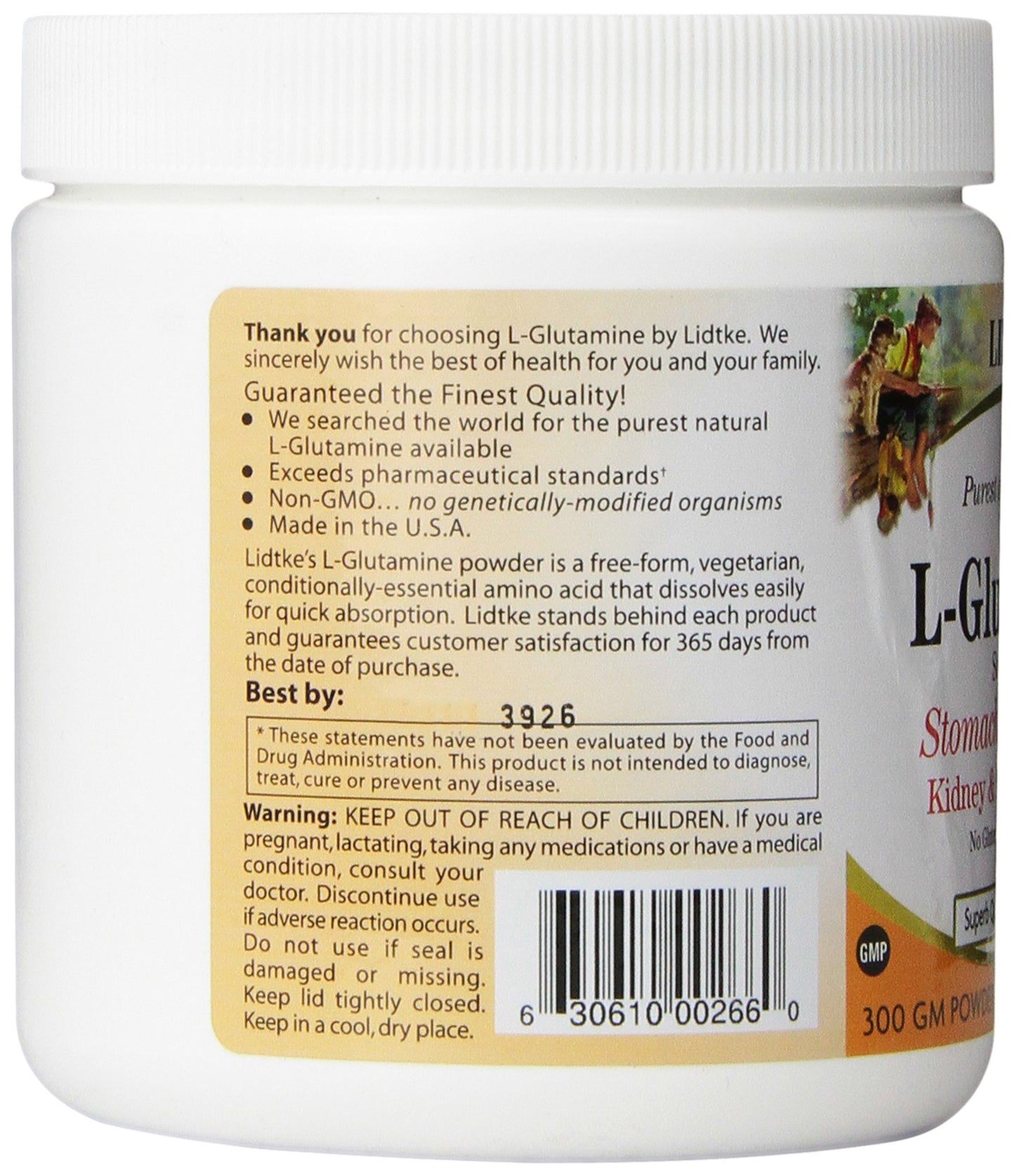 Lidtke L-Glutamine Powder, 10.58 oz