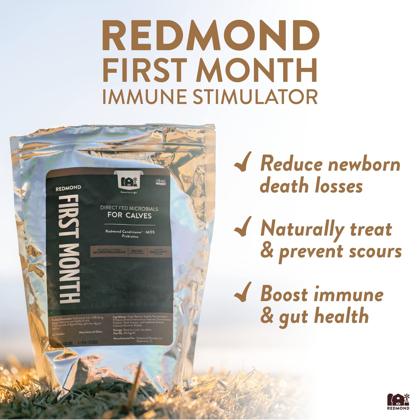Redmond First Month Calf Immune Stimulator and Scour Treatment Powder 5