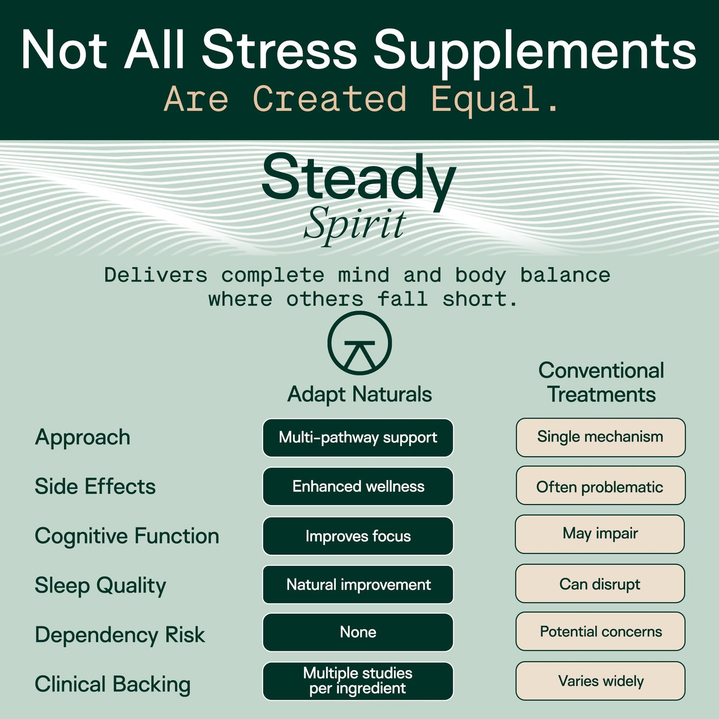 Adapt Naturals Steady Spirit Stress, Anxiety & Mood Support Capsule 60 Count
