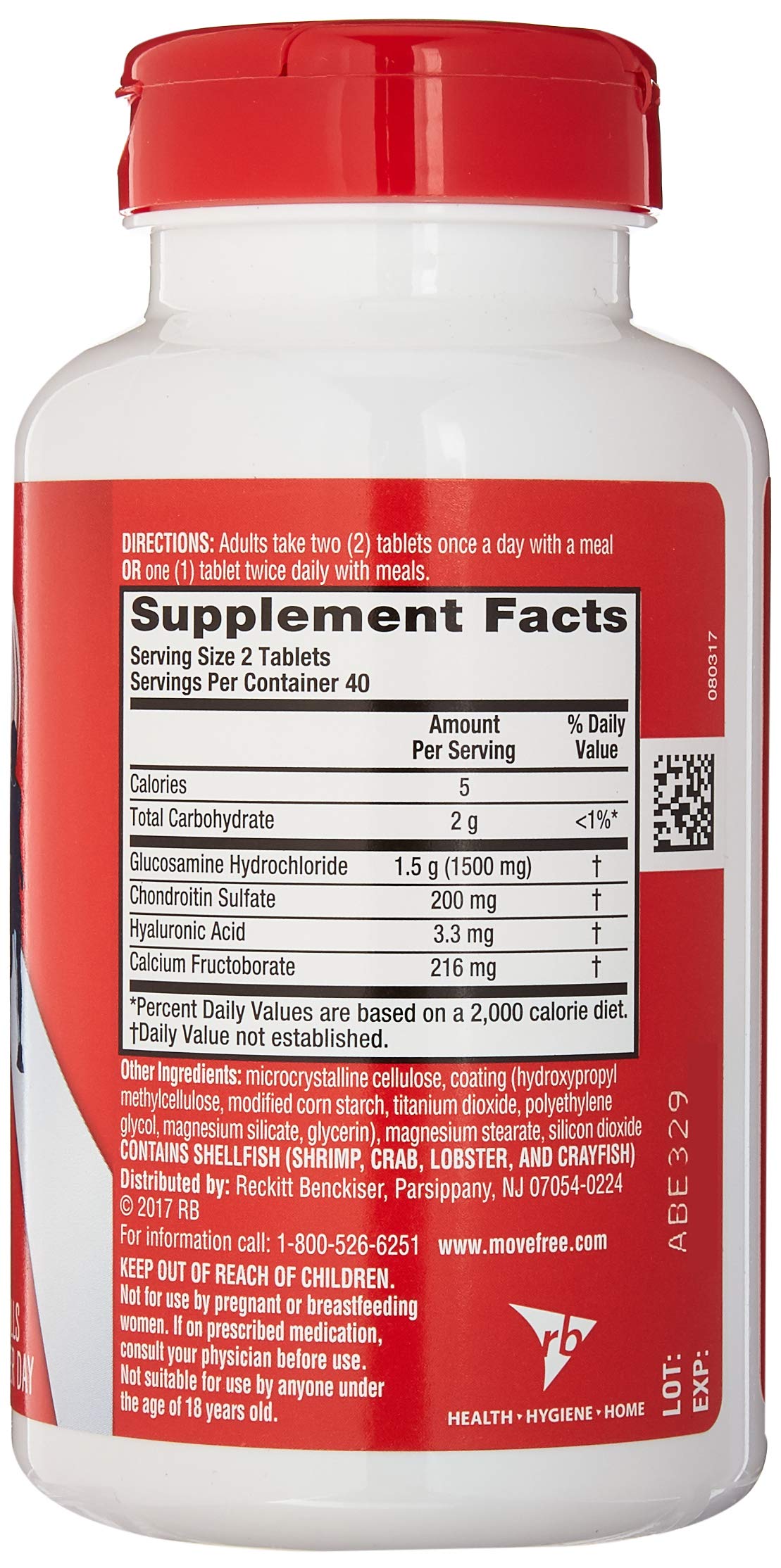 Move Free Advanced Joint Health Supplement with Glucosamine and Chondroitin Tablets, 80