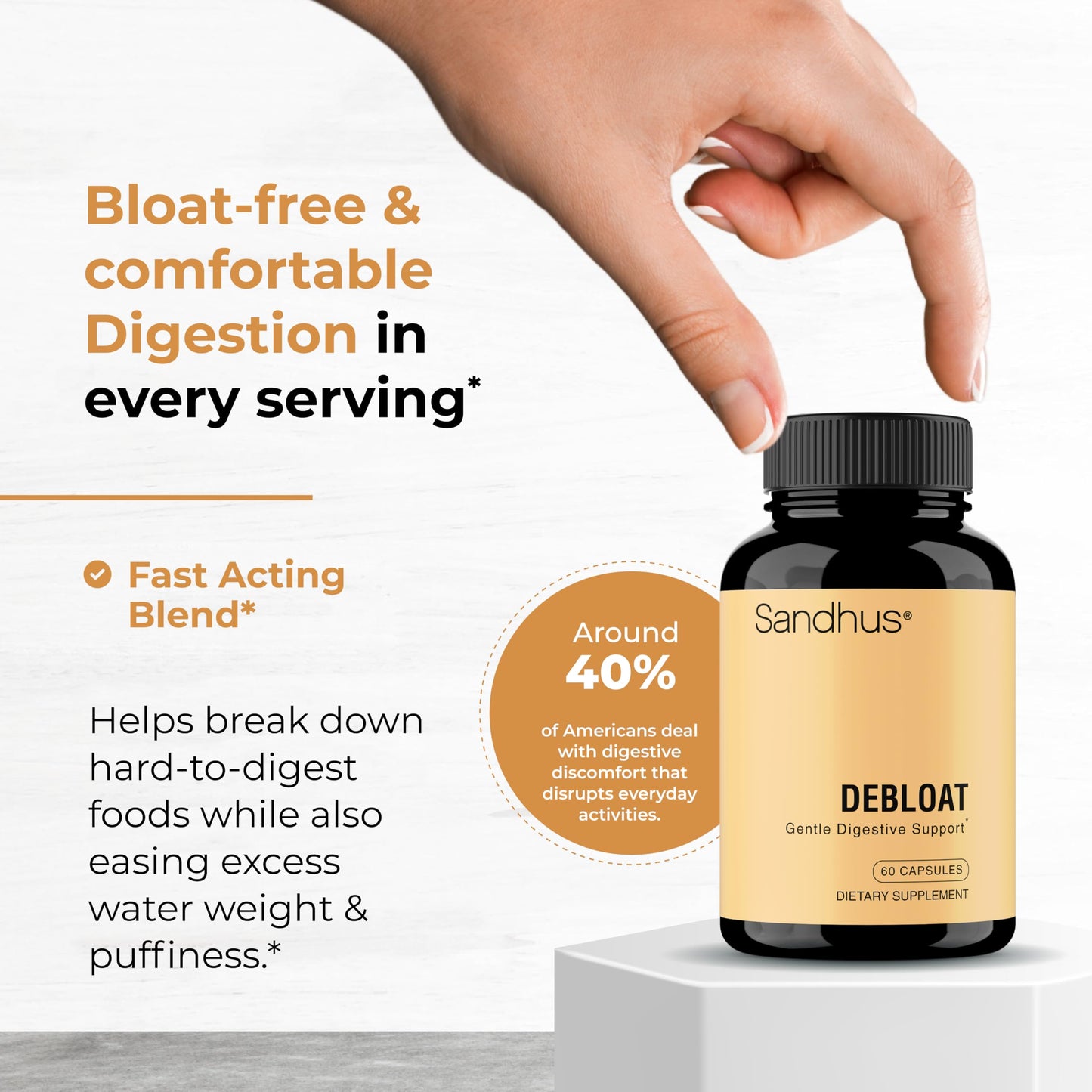 Sandhu's Debloat Digestive Enzymes Capsules 60 Count